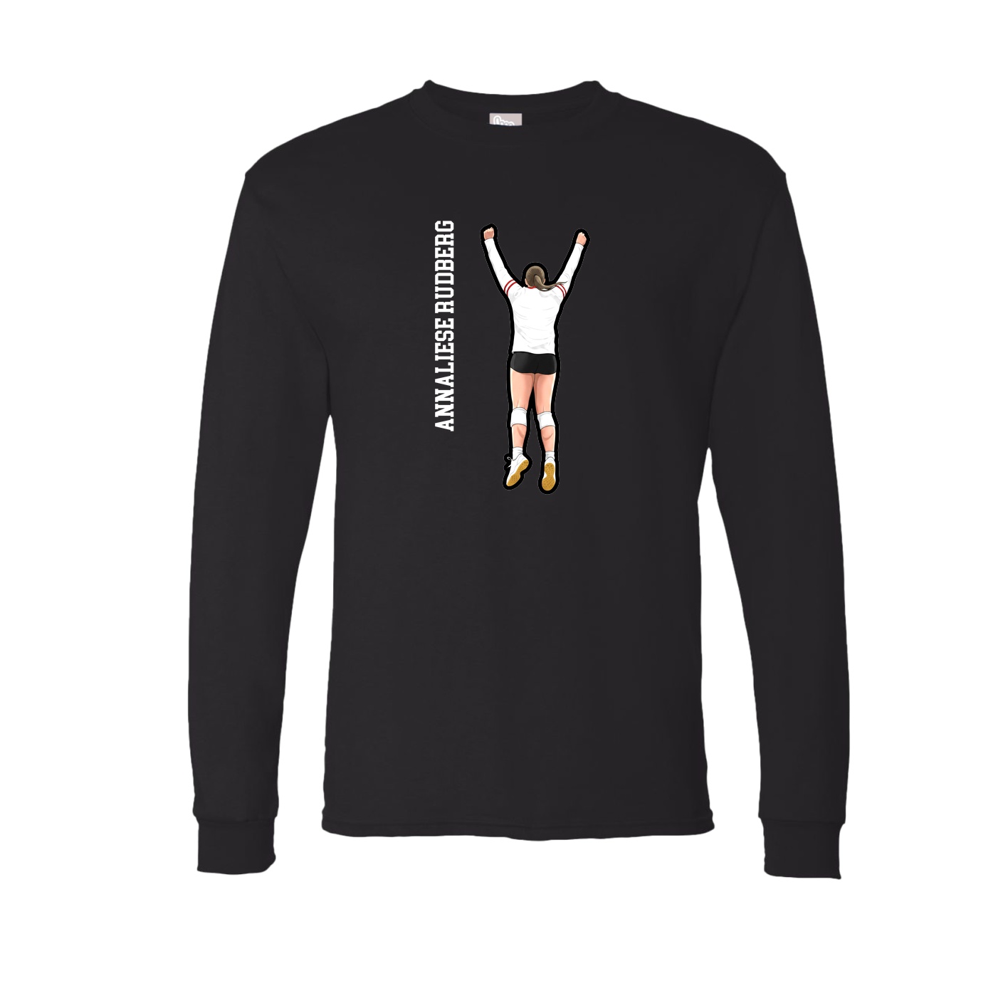 Long Sleeve Tee — Name Vertical in Black