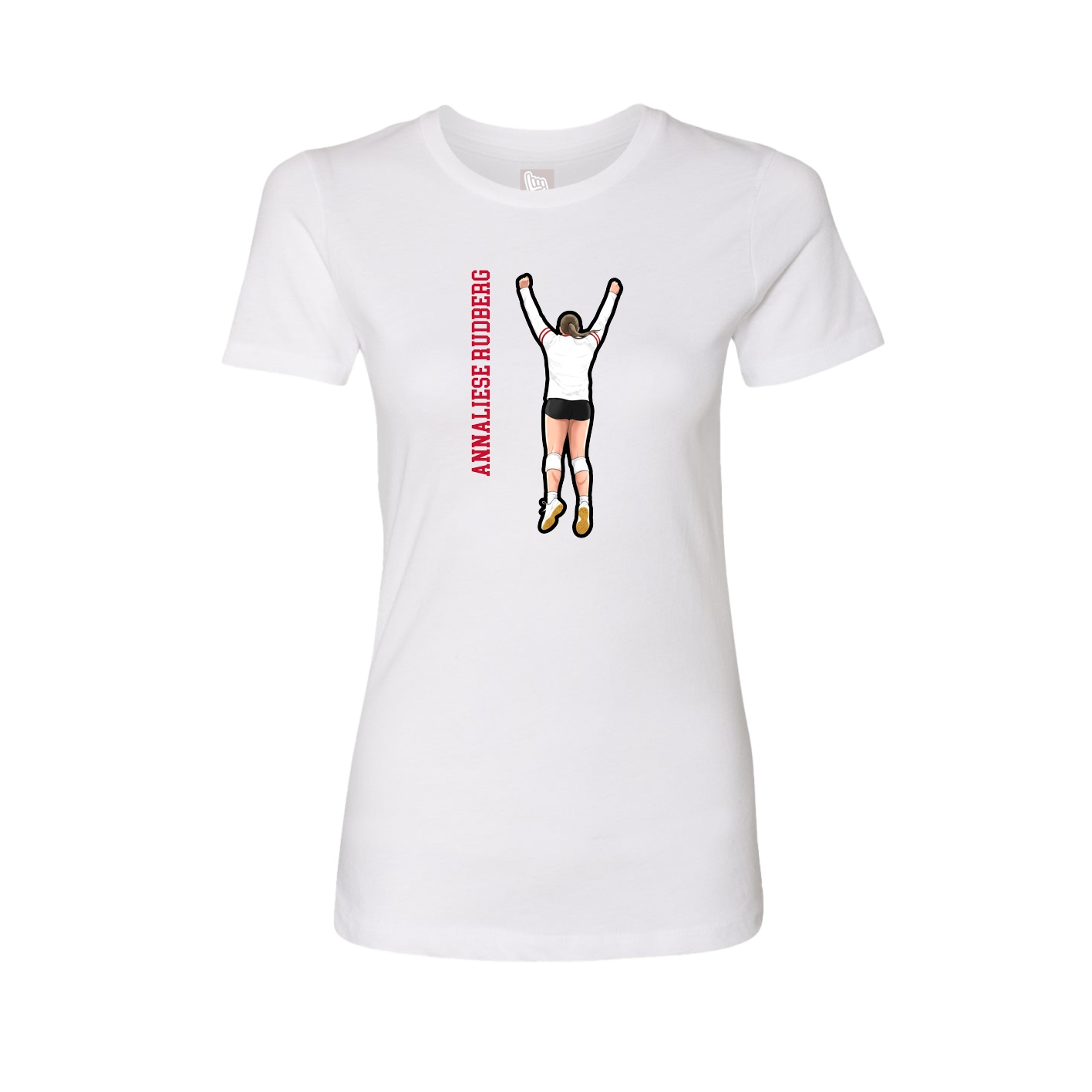 Fitted Women's Tee — Name Vertical in White