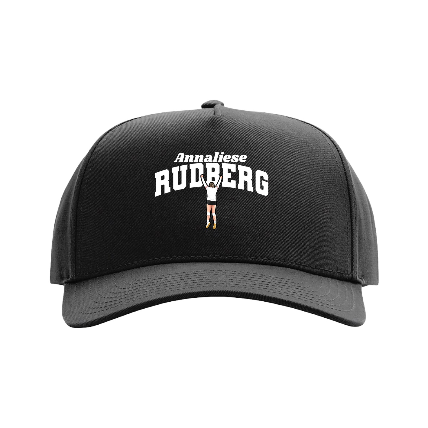Full Fabric Five-Panel Champ Cap — Signature Arch in Black