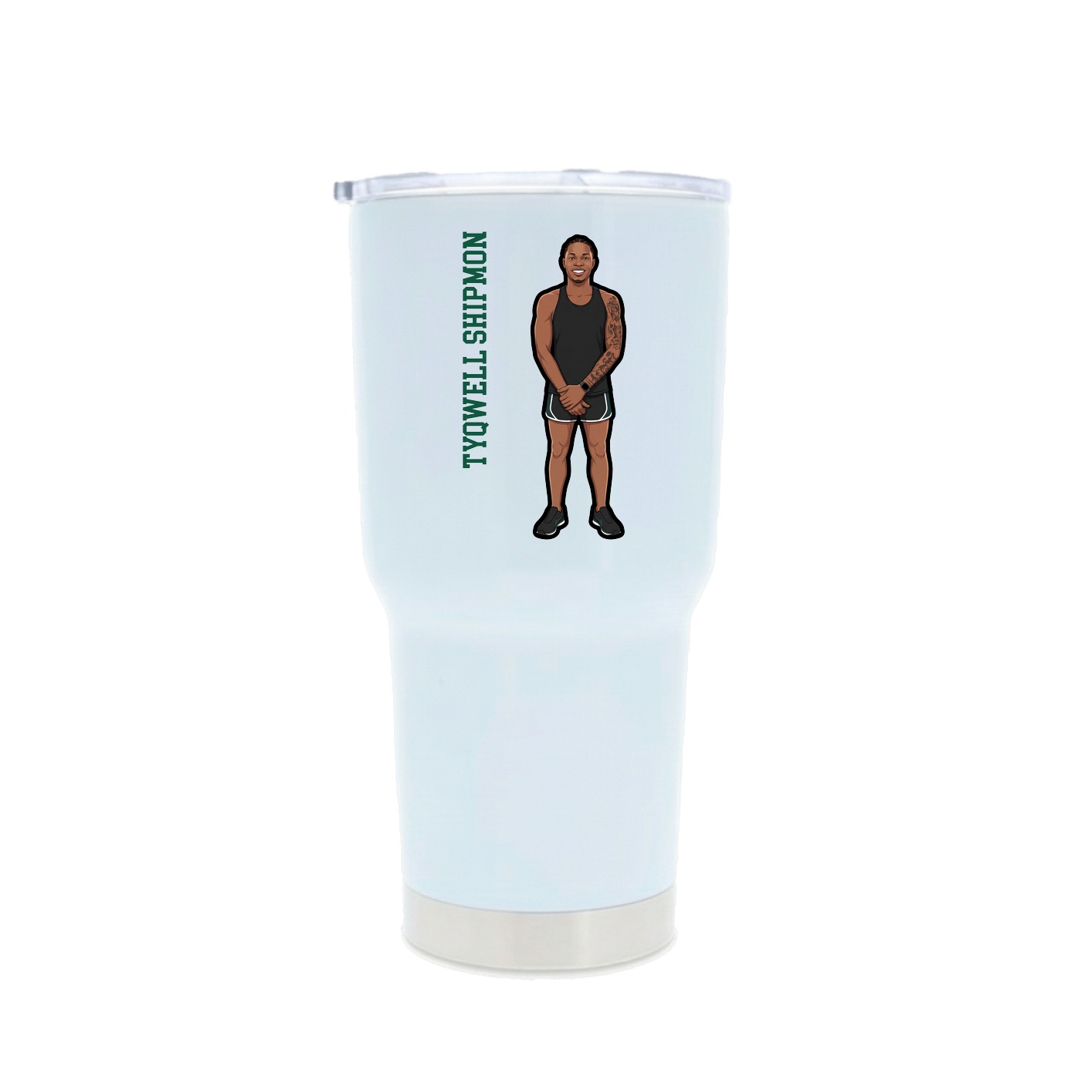 30oz Stainless Steel Tumbler — Name Vertical in White