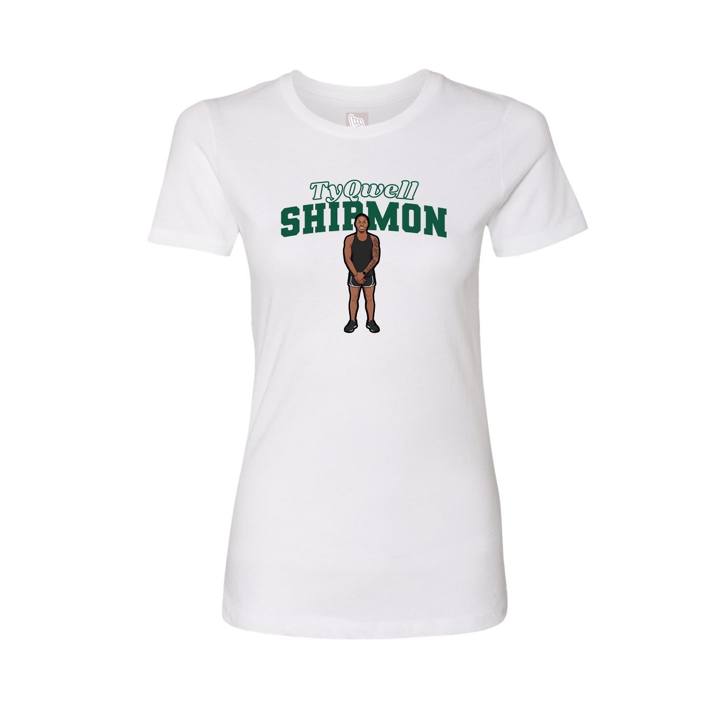 Womens Tee — Name Arch in White