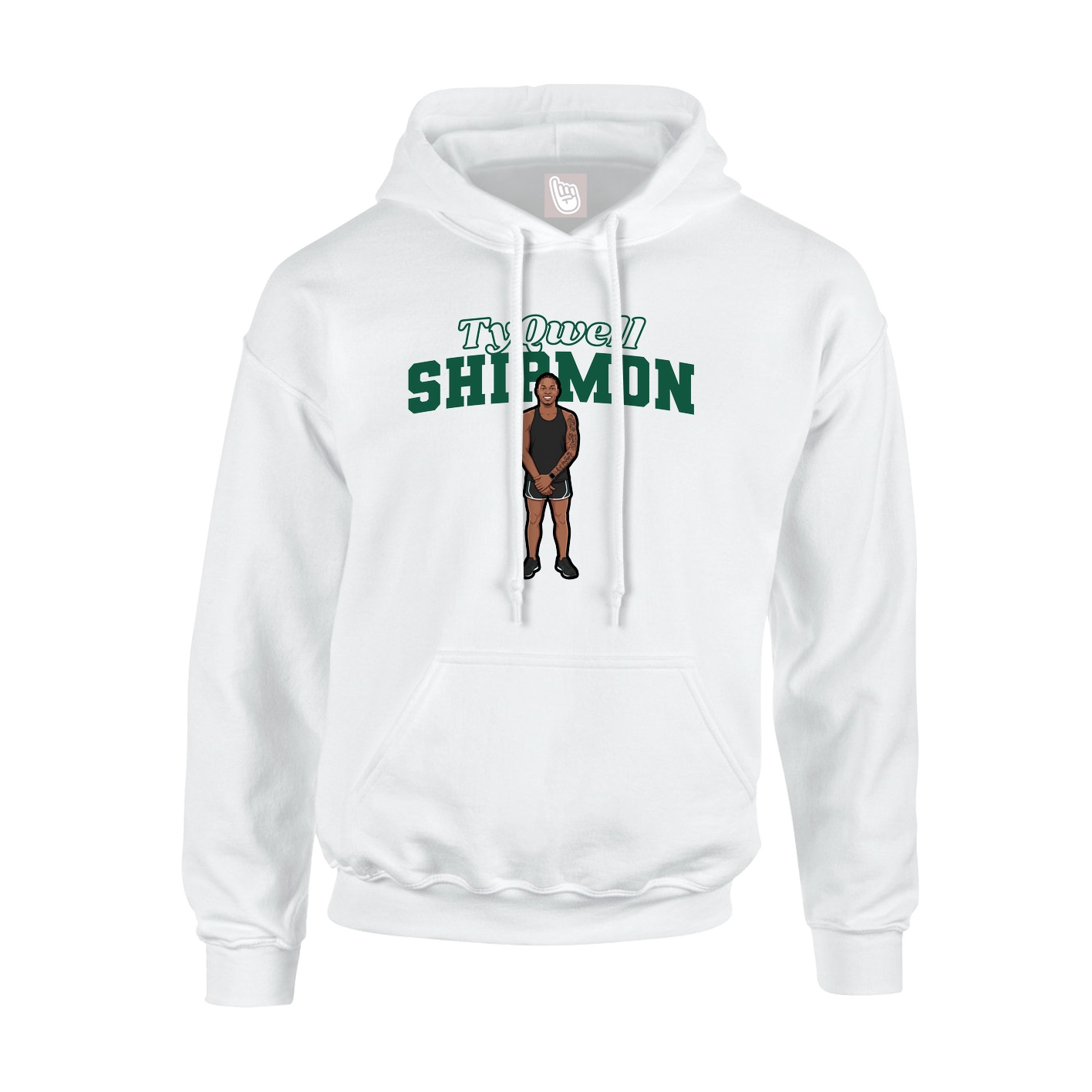 Youth Hoodie — Name Arch in White