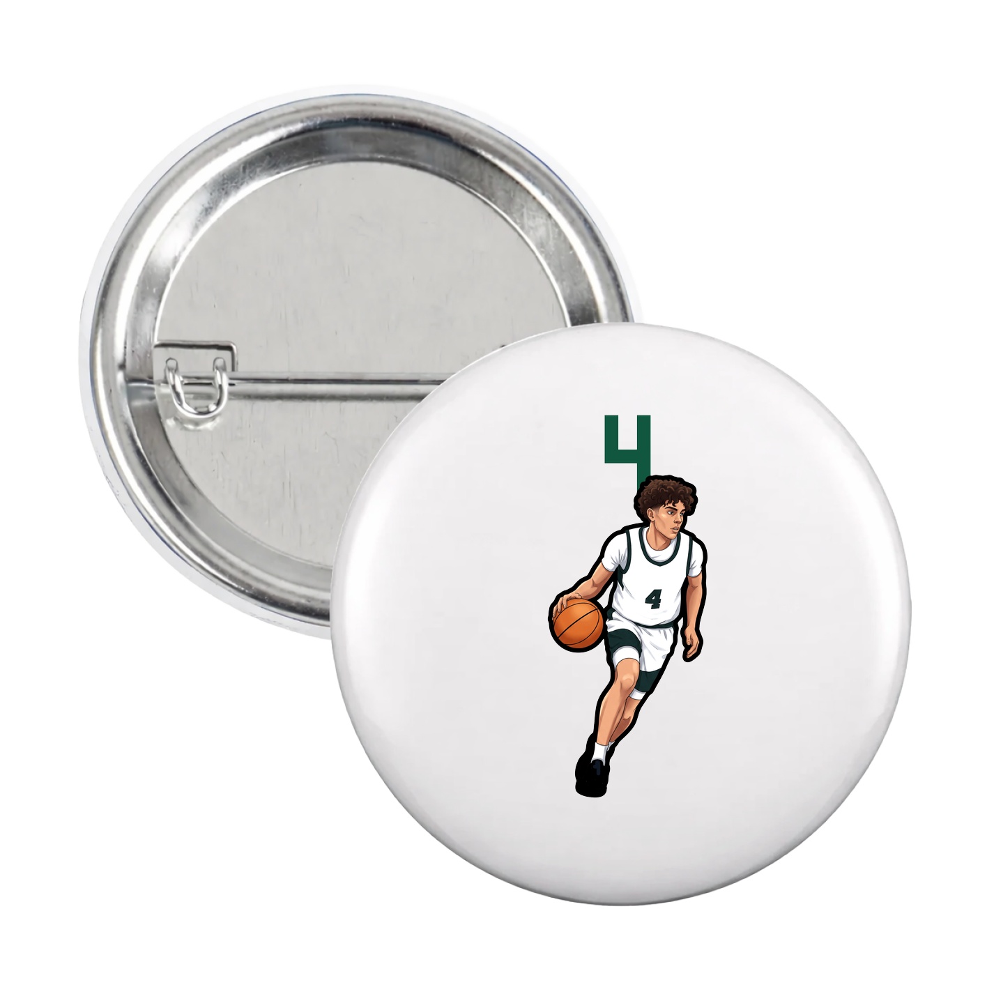 Game Day Button — Number Top in White
