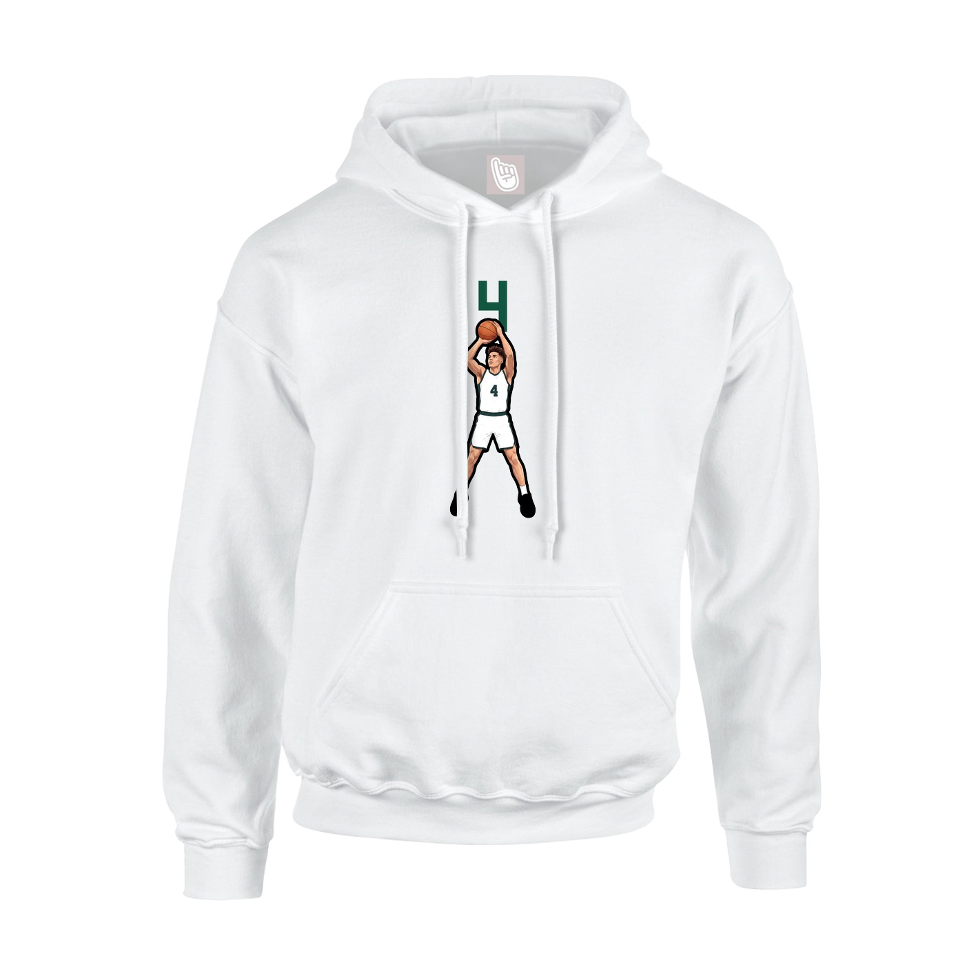 Youth Hoodie — Number Top in White