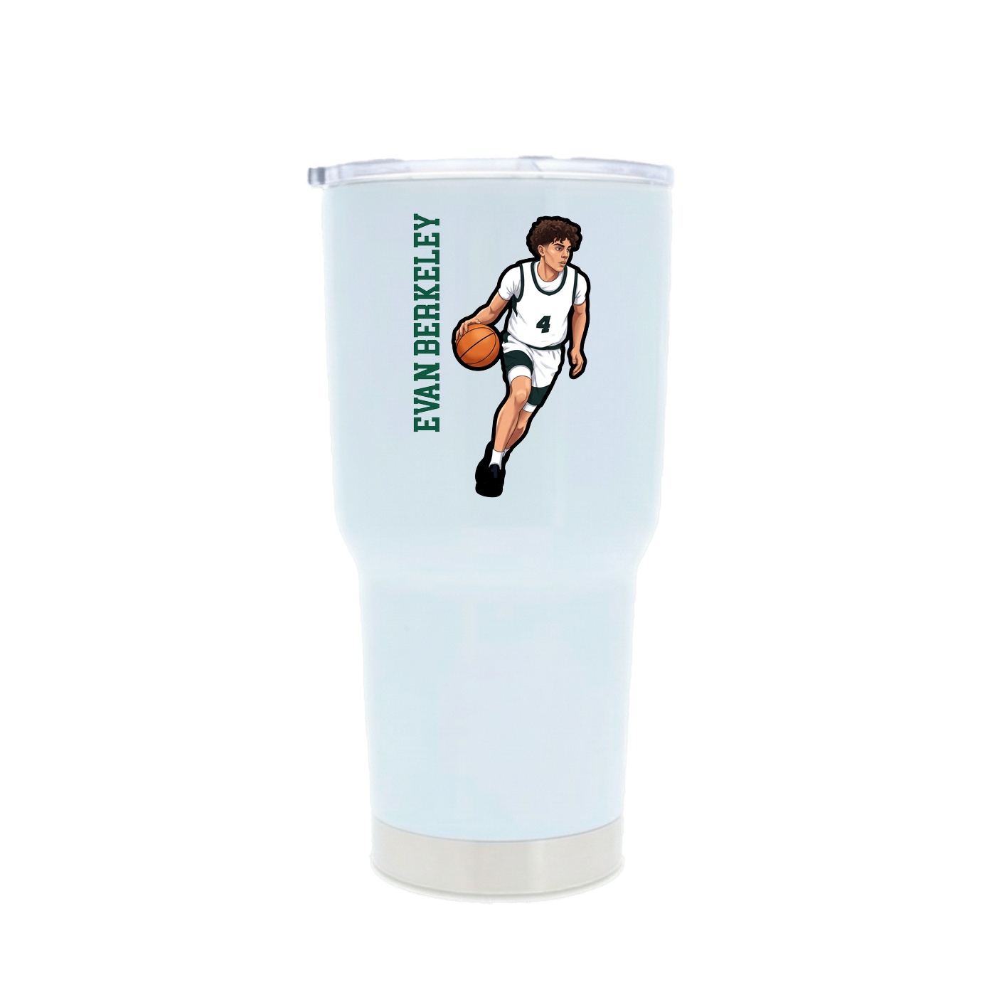 30oz Stainless Steel Tumbler — Name Vertical in White