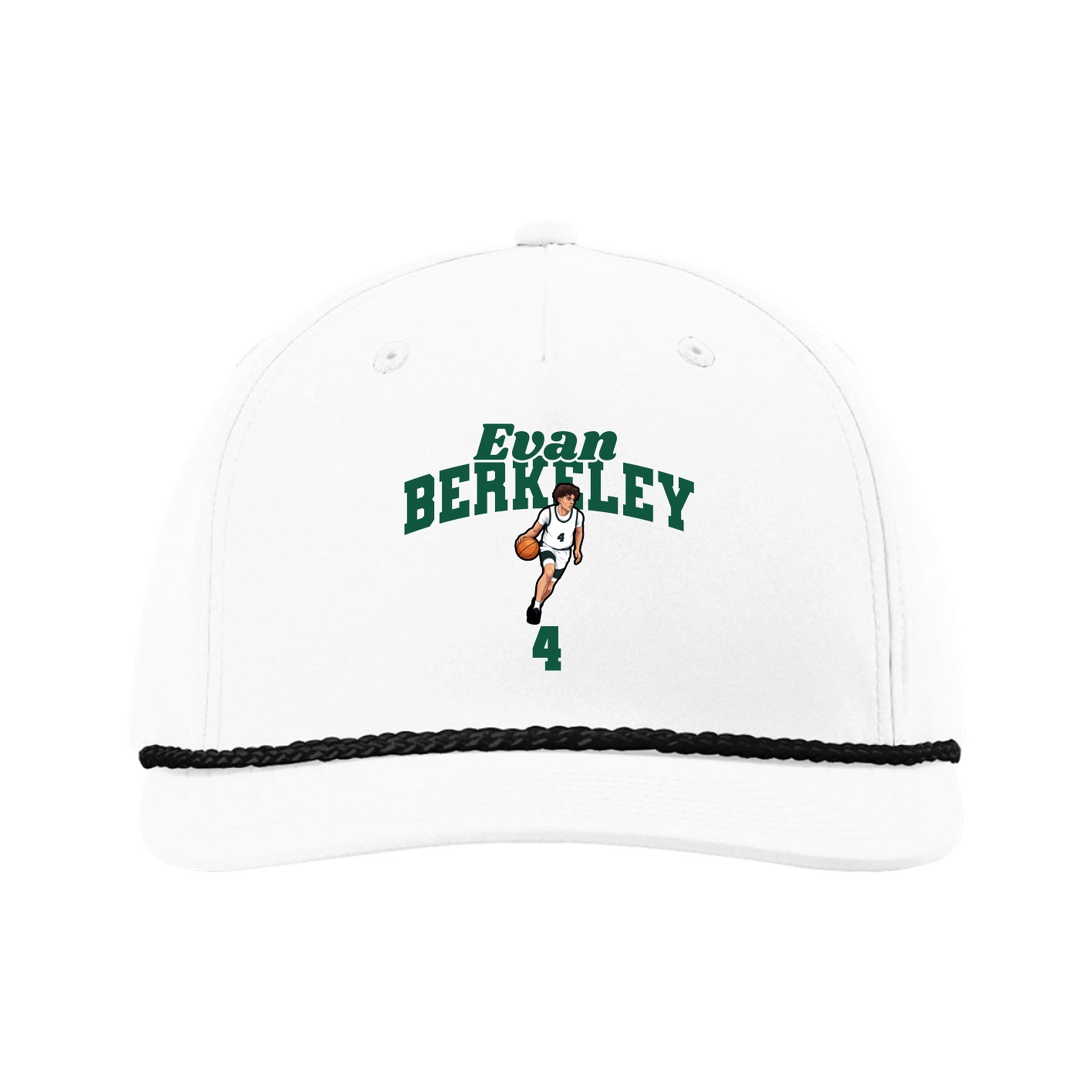 Five-Panel Classic Rope Cap — Signature Arch in White