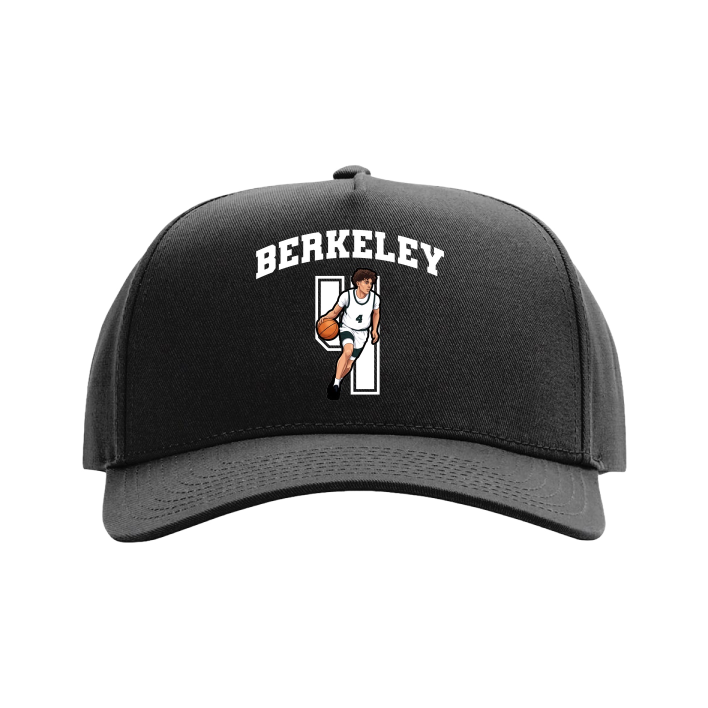 Full Fabric Five-Panel Champ Cap — Number in Black