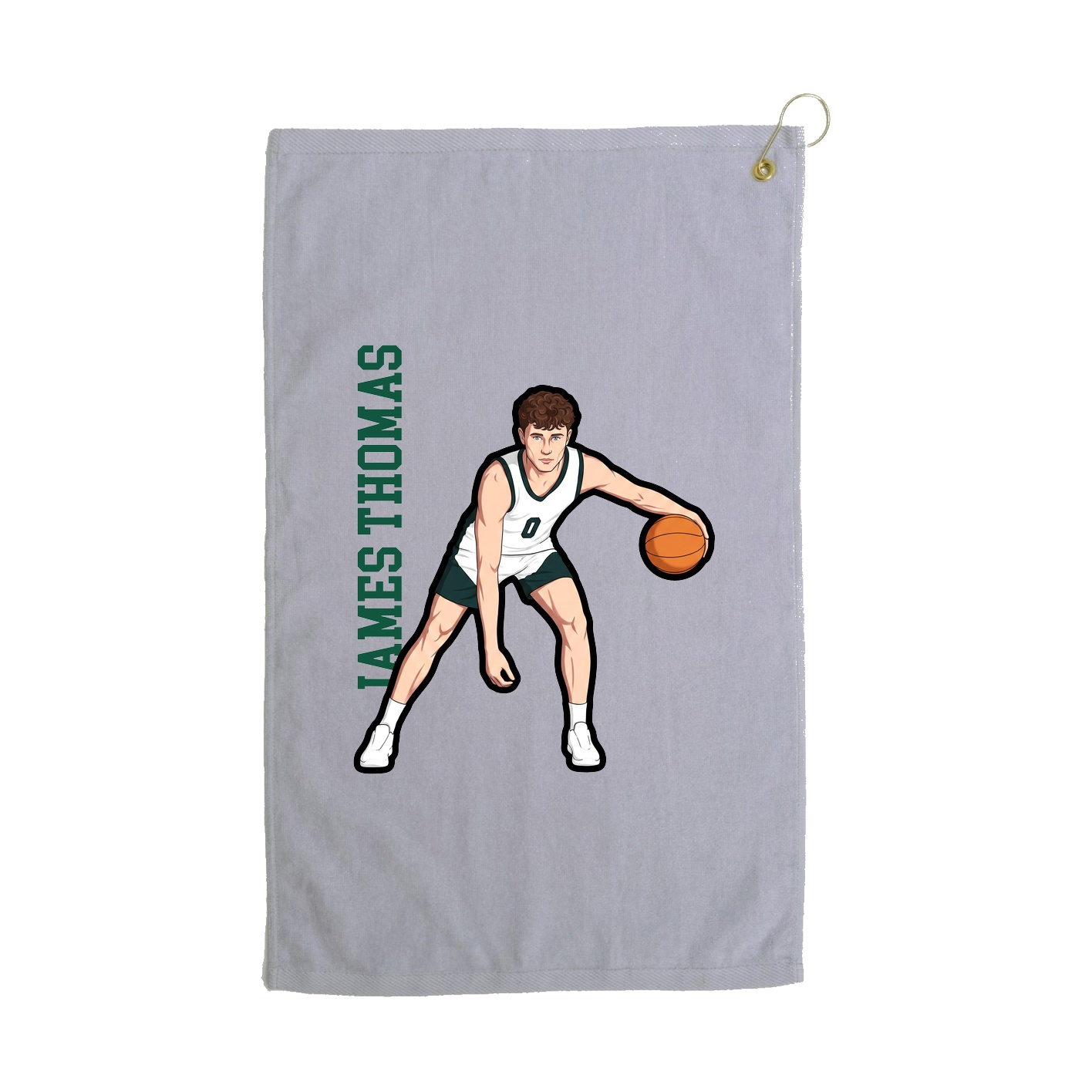Golf Towel — Name Vertical in Grey