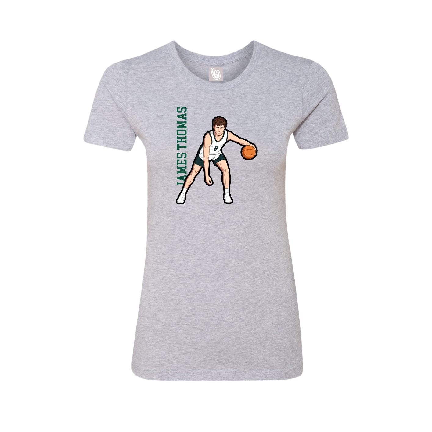 Fitted Women's Tee — Name Vertical in Grey