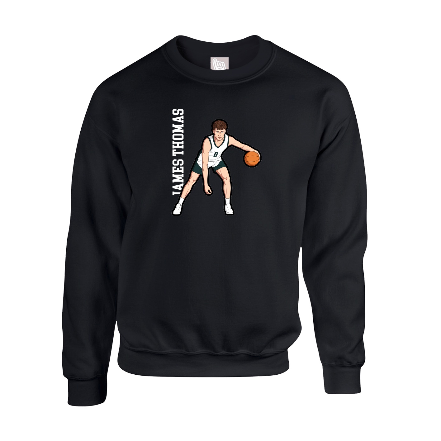 Fleece Crew — Name Vertical in Black