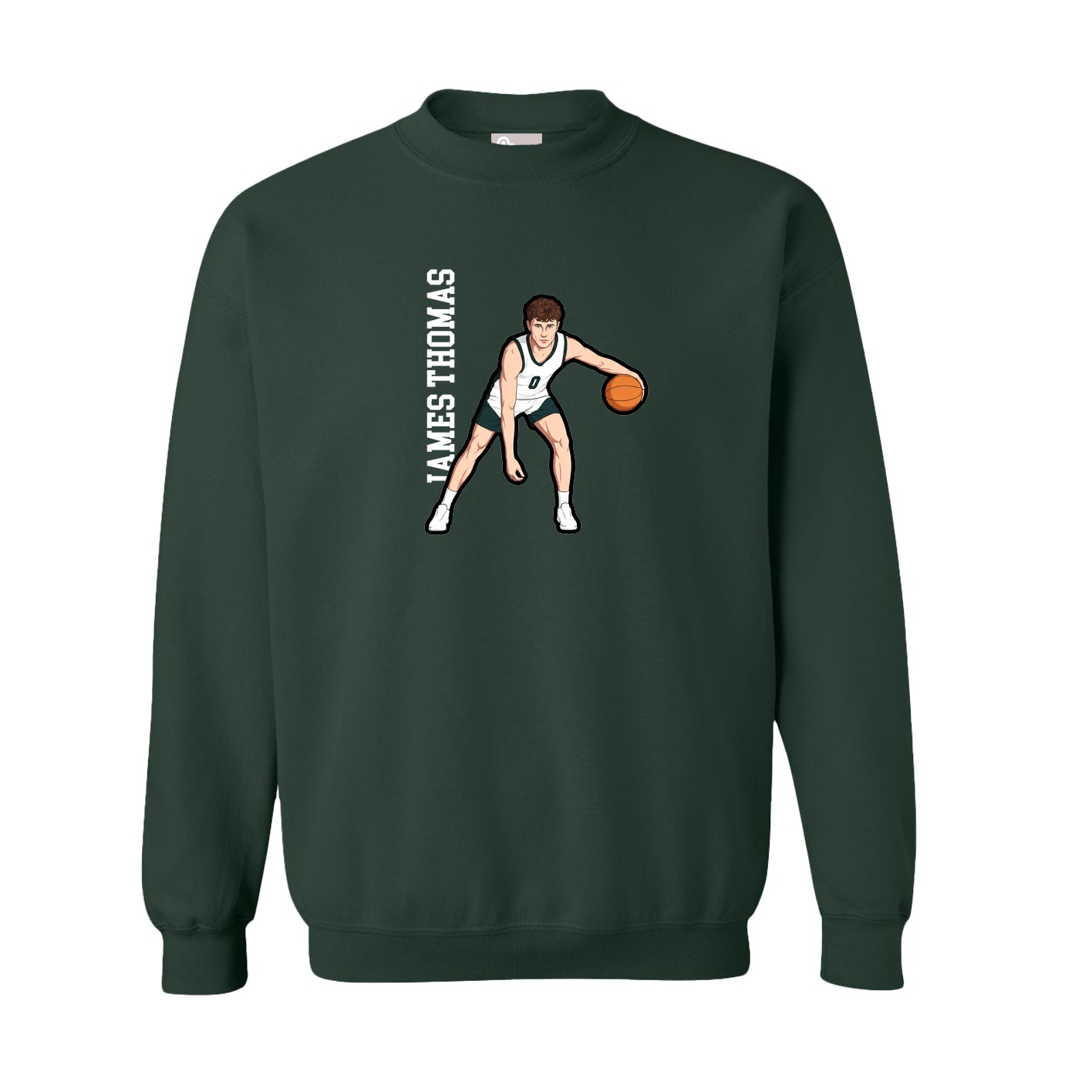 Fleece Crew — Name Vertical in Green