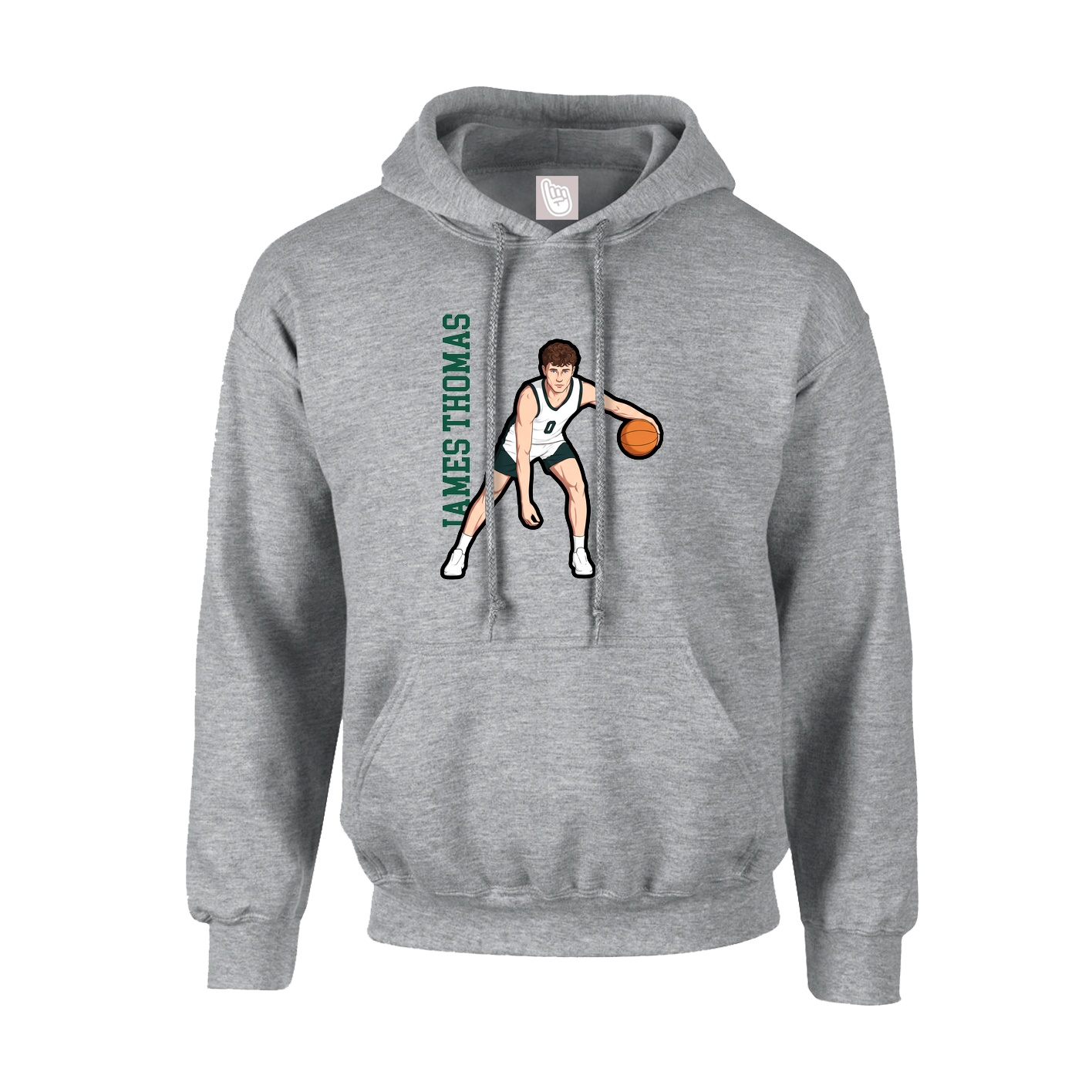 Youth Hoodie — Name Vertical in Grey