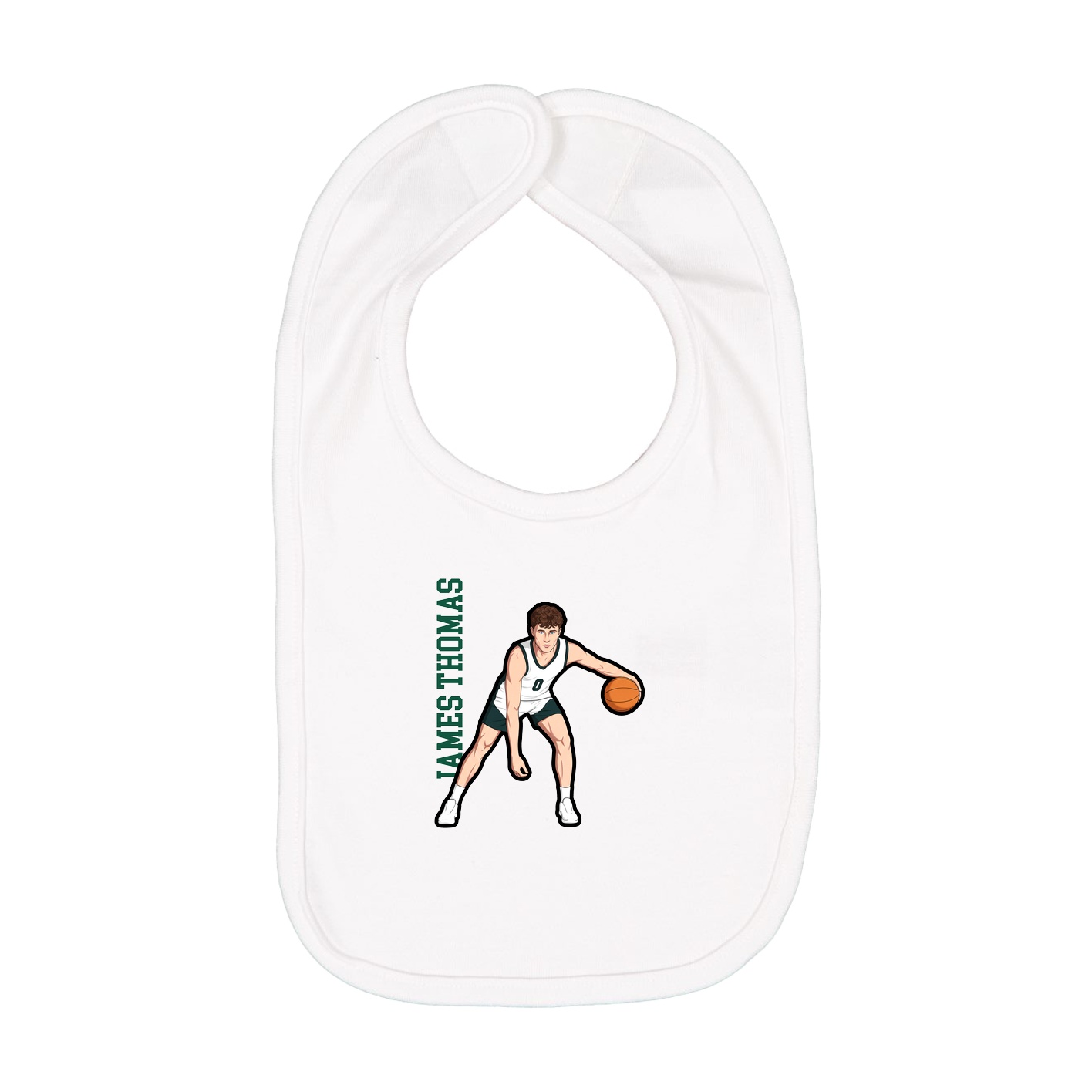 Infant Bib — Name Vertical in White