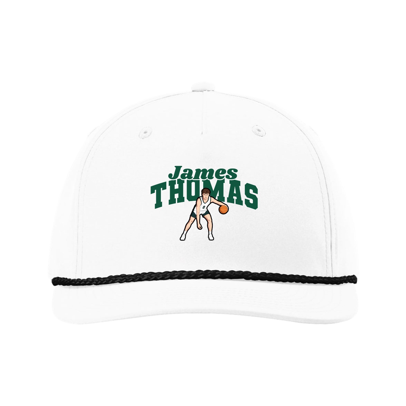 Five-Panel Classic Rope Cap — Signature Arch in White