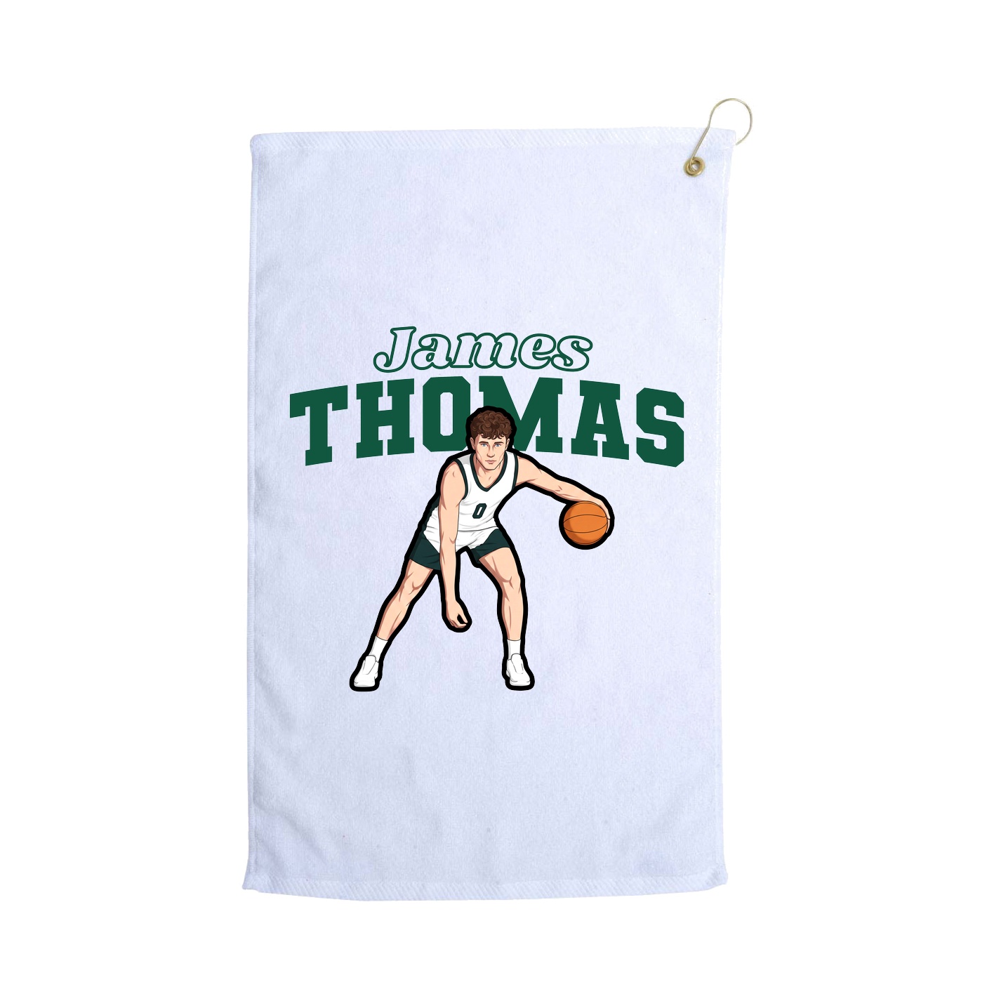 Golf Towel — Name Arch in White