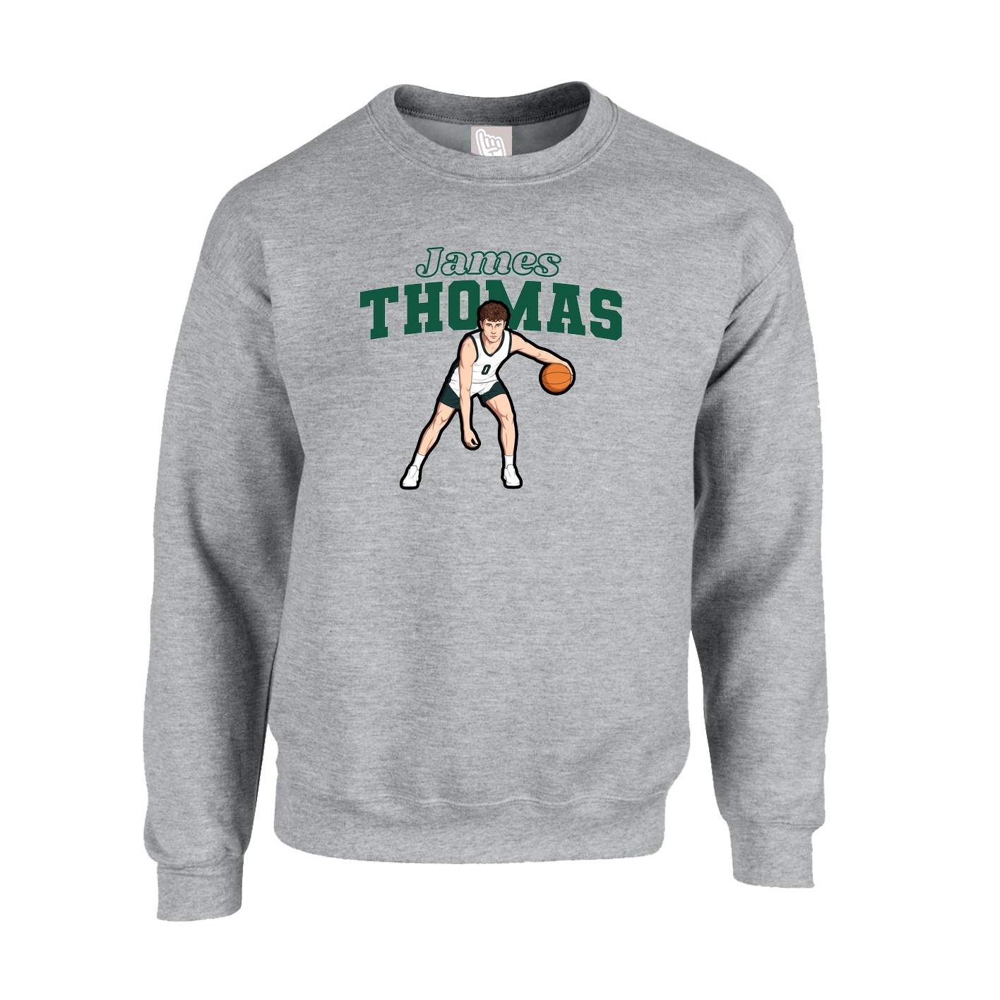 Fleece Crew — Name Arch in Grey