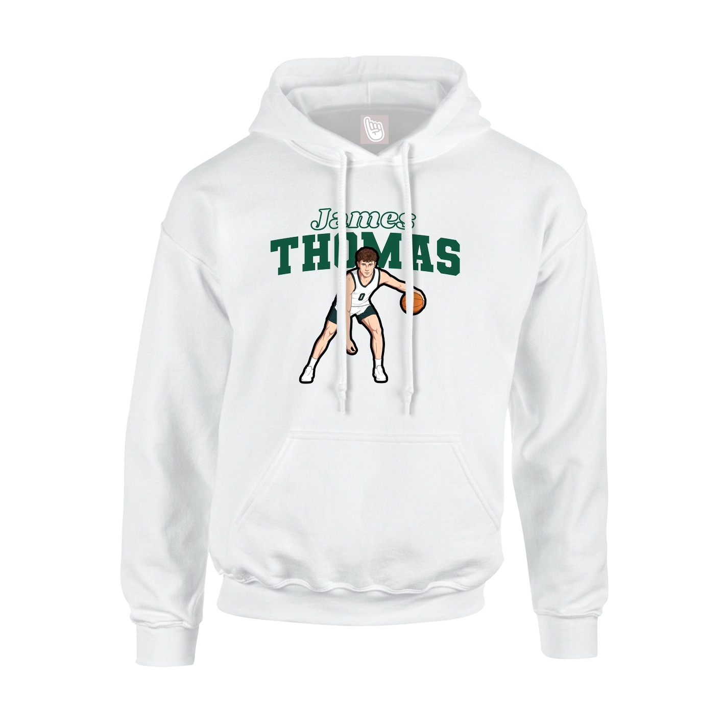 Youth Hoodie — Name Arch in White