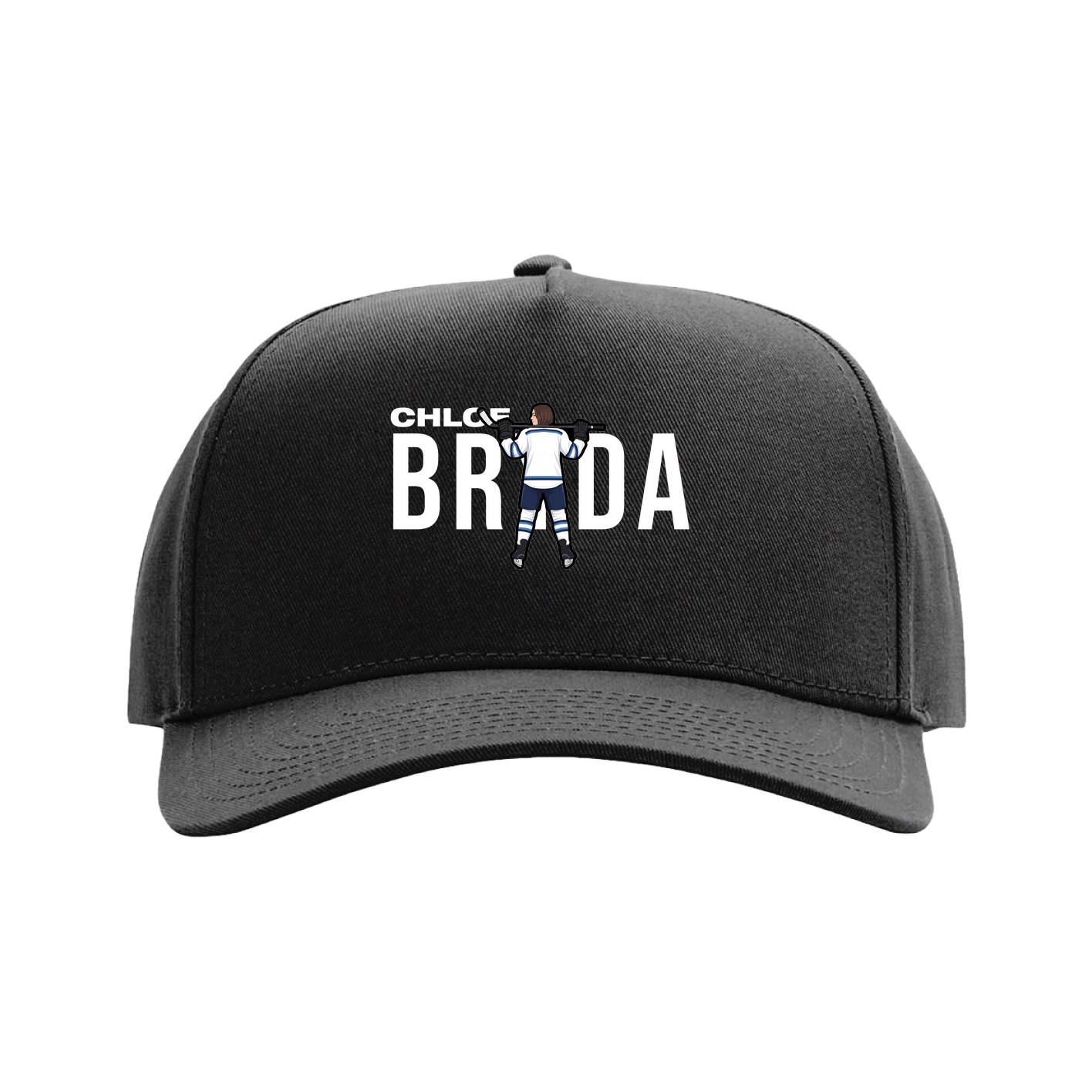 Full Fabric Five-Panel Champ Cap — Player Name in Black