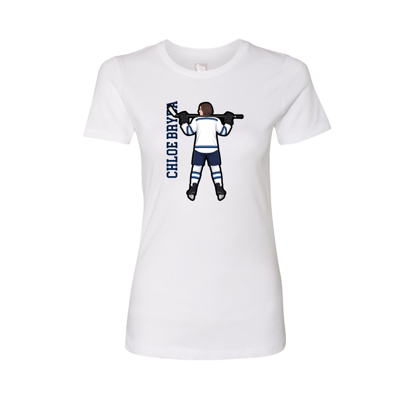 Fitted Women's Tee — Name Vertical in White