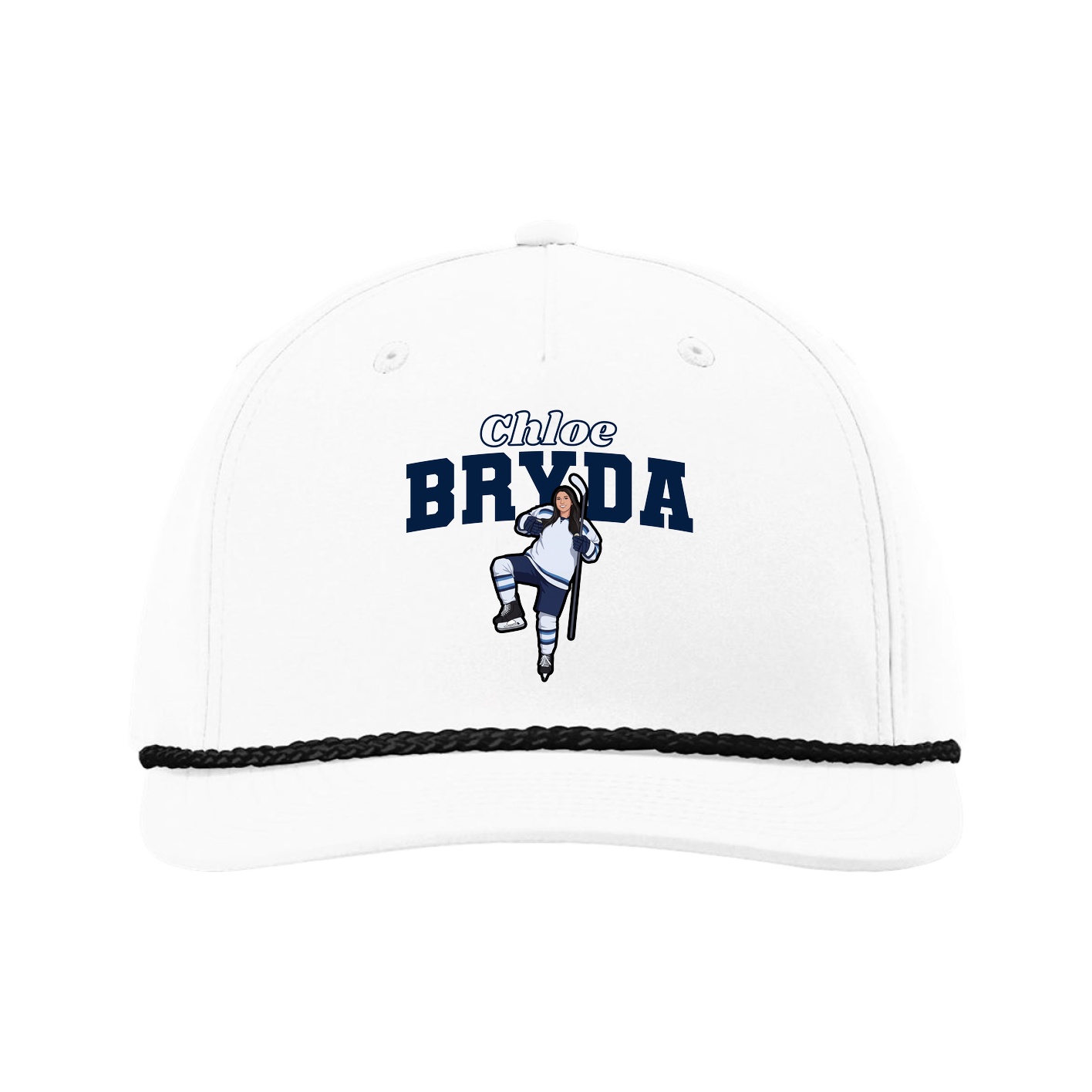 Five-Panel Classic Rope Cap — Name Arch in White