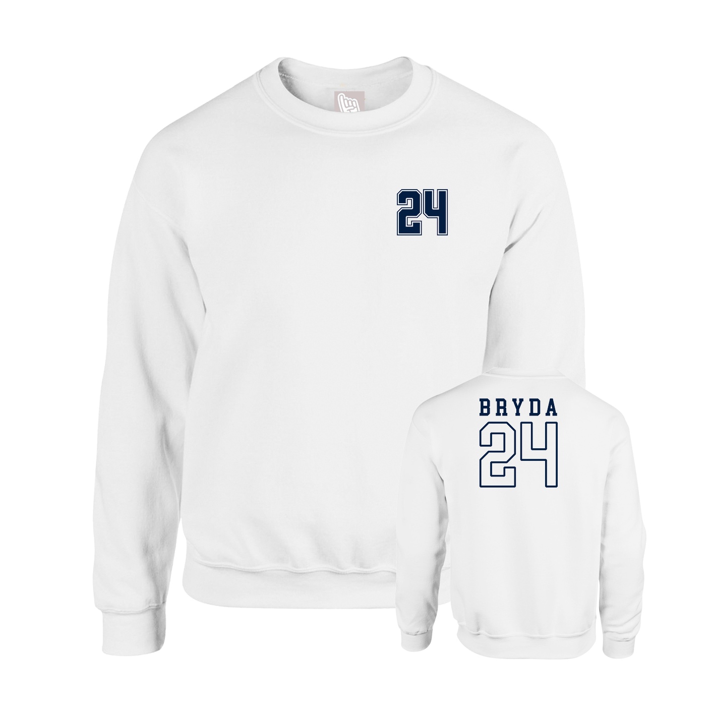 Fleece Crew — Chest Back in White