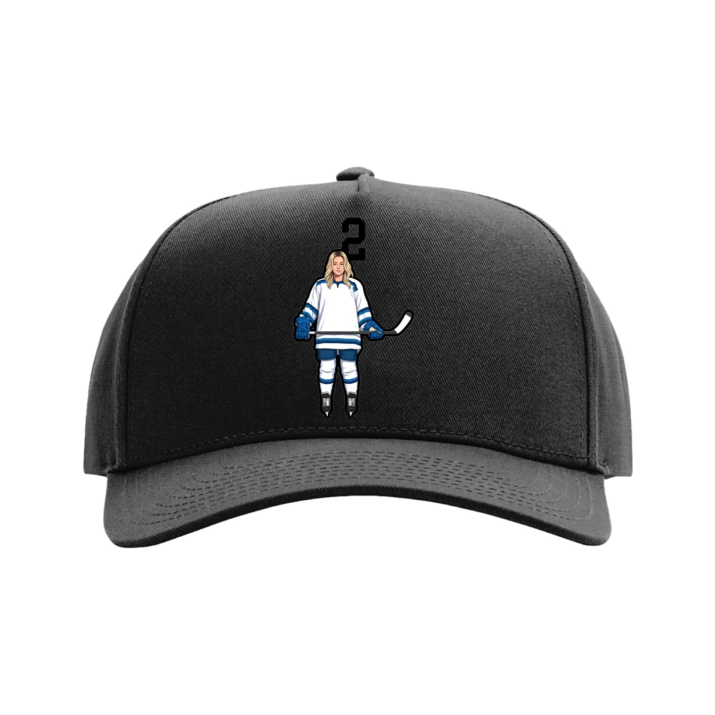 Full Fabric Five-Panel Champ Cap — Number Top in Black