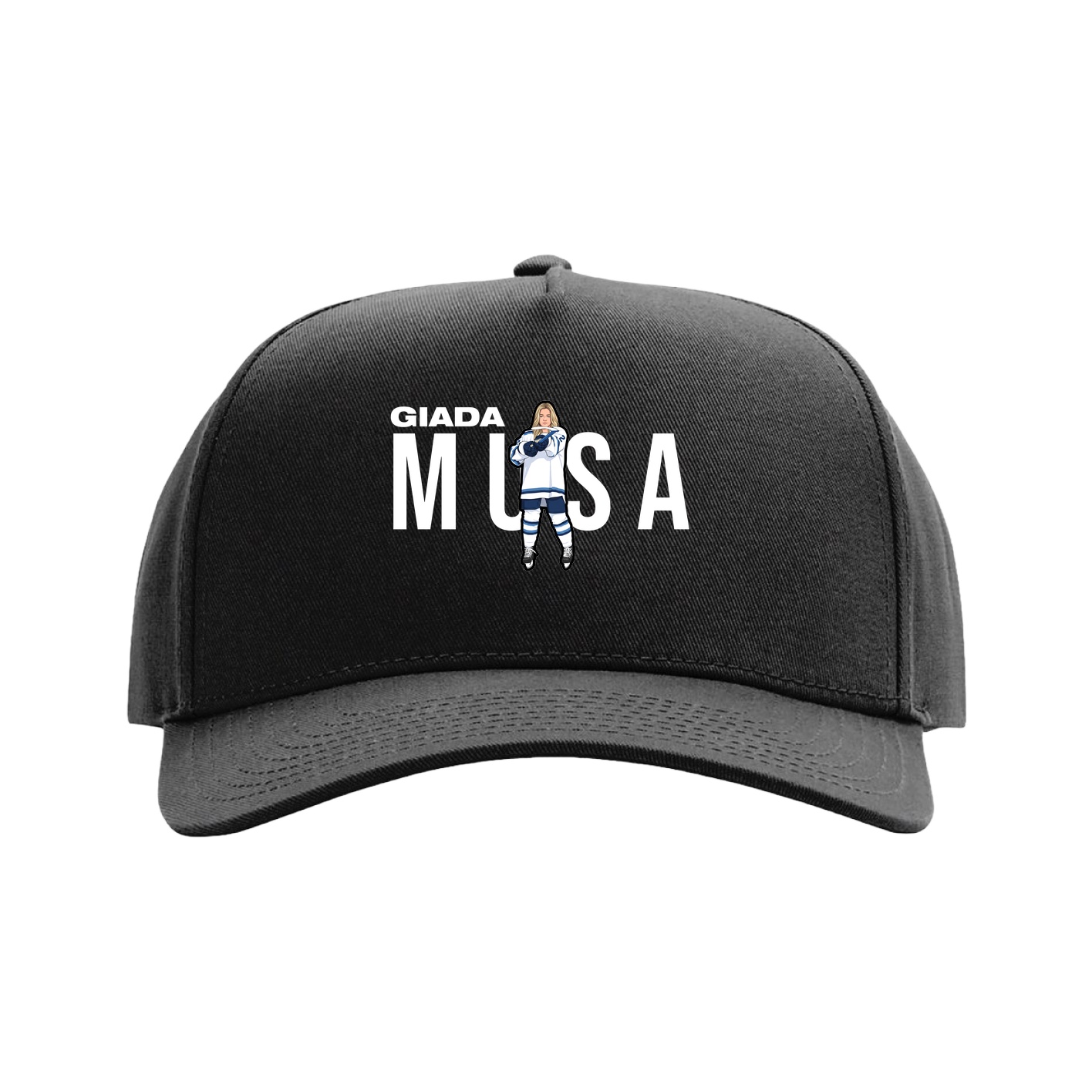 Full Fabric Five-Panel Champ Cap — Player Name in Black