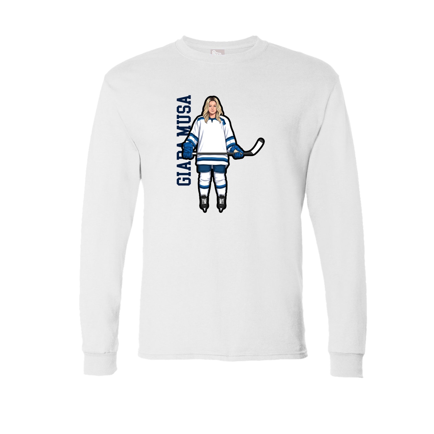 Long Sleeve Tee — Name Vertical in White