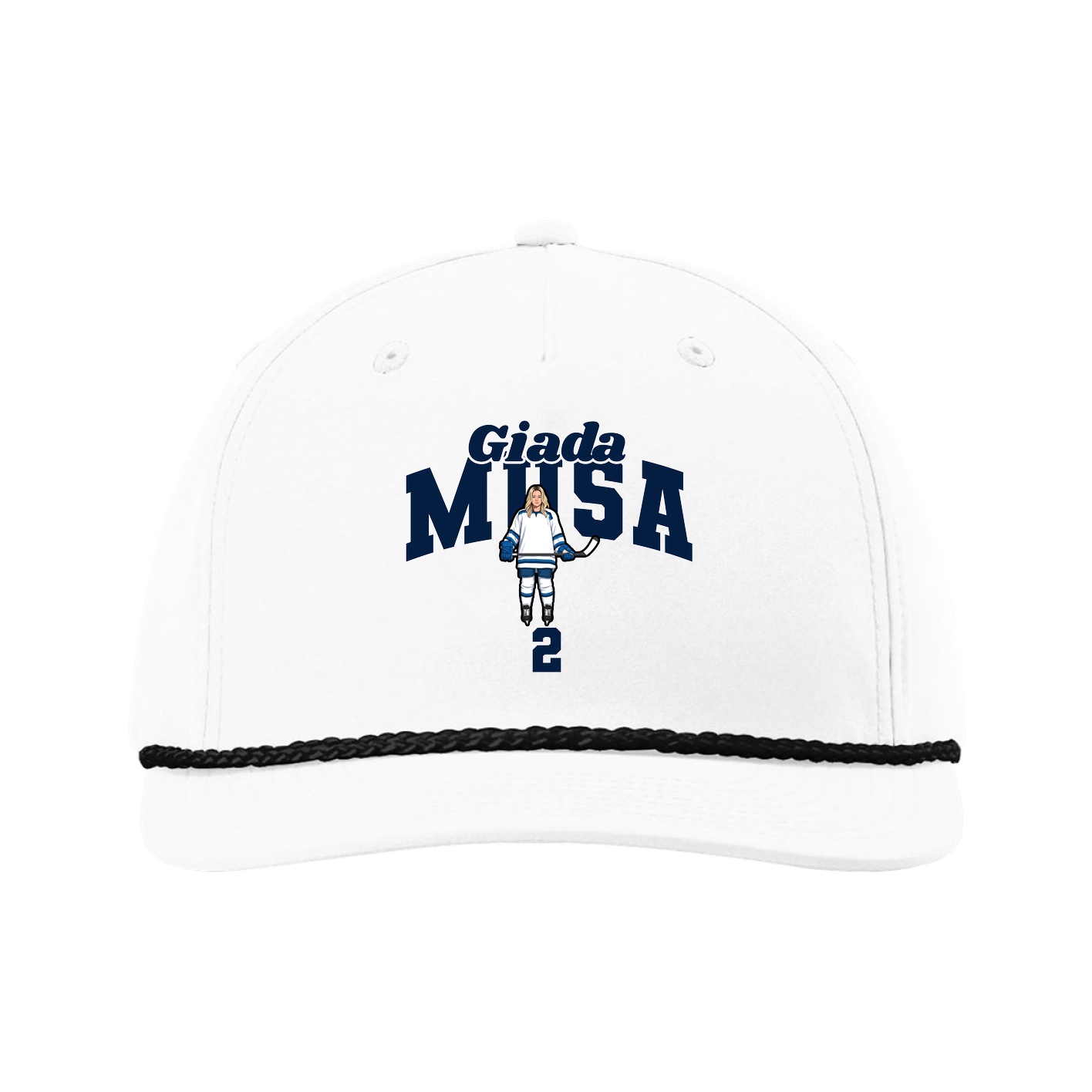 Five-Panel Classic Rope Cap — Signature Arch in White