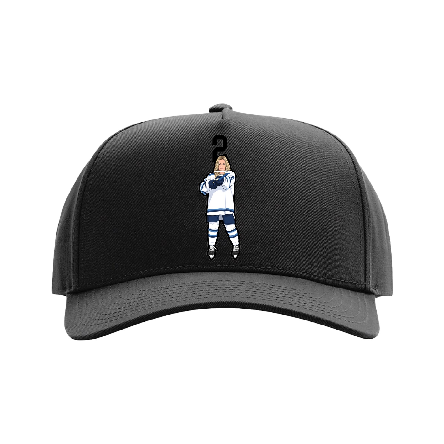 Full Fabric Five-Panel Champ Cap — Number Top in Black
