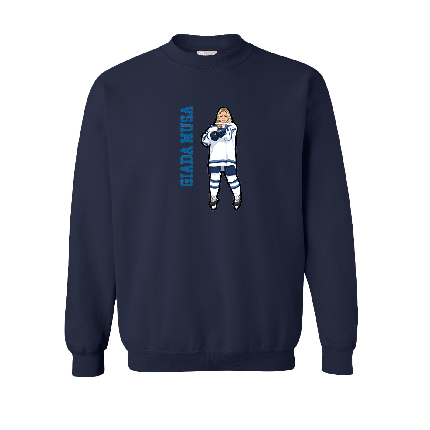 Fleece Crew — Name Vertical in Navy