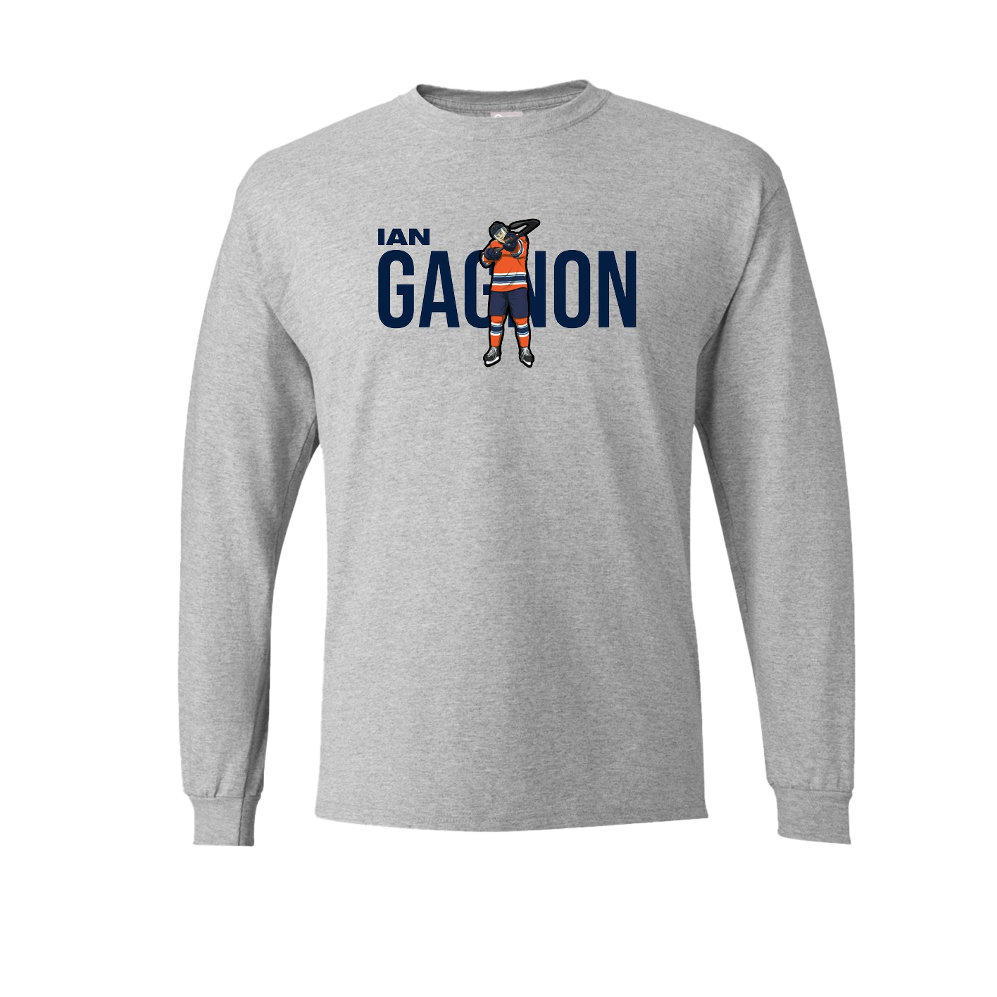 Long Sleeve Tee — Player Name in Grey