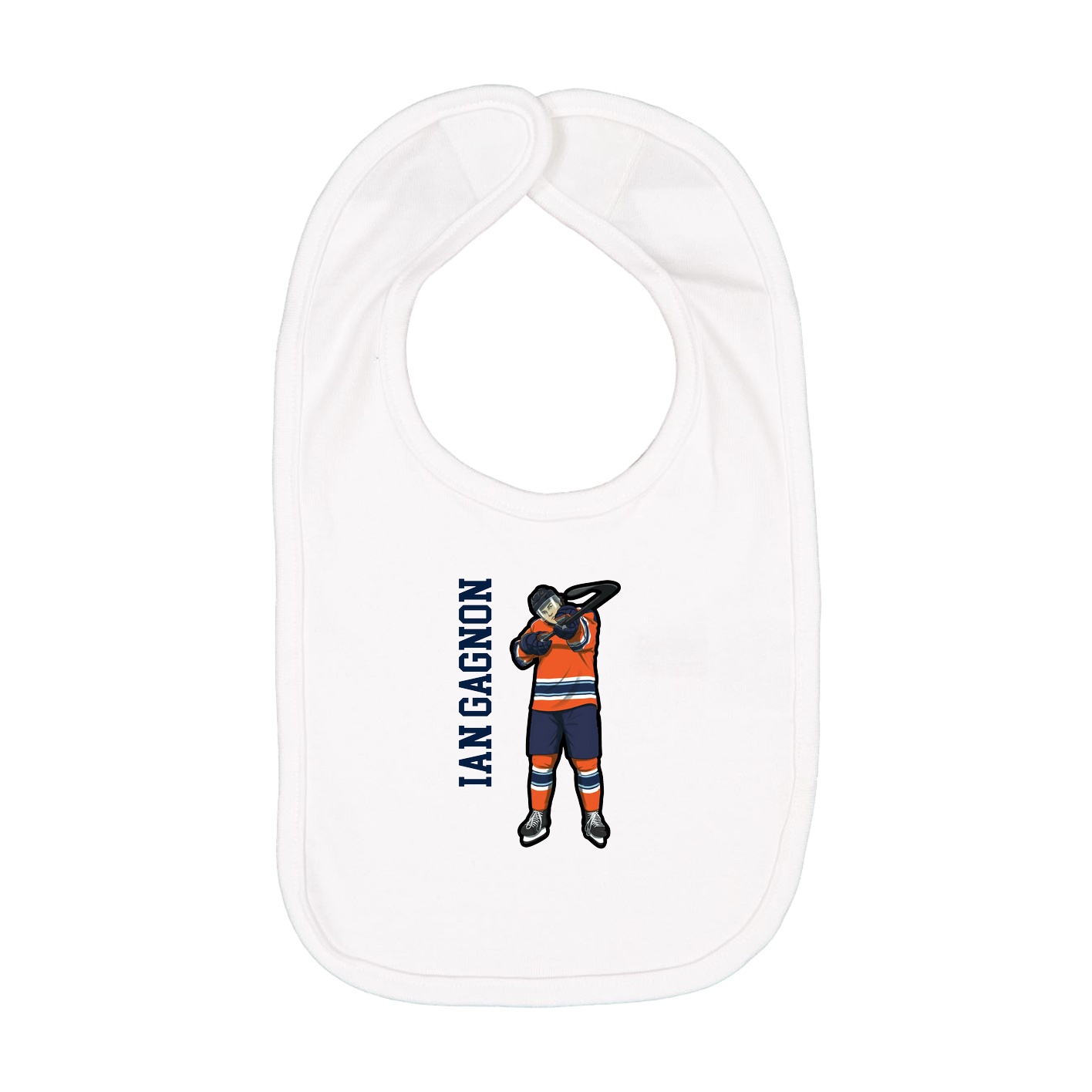 Infant Bib — Name Vertical in White