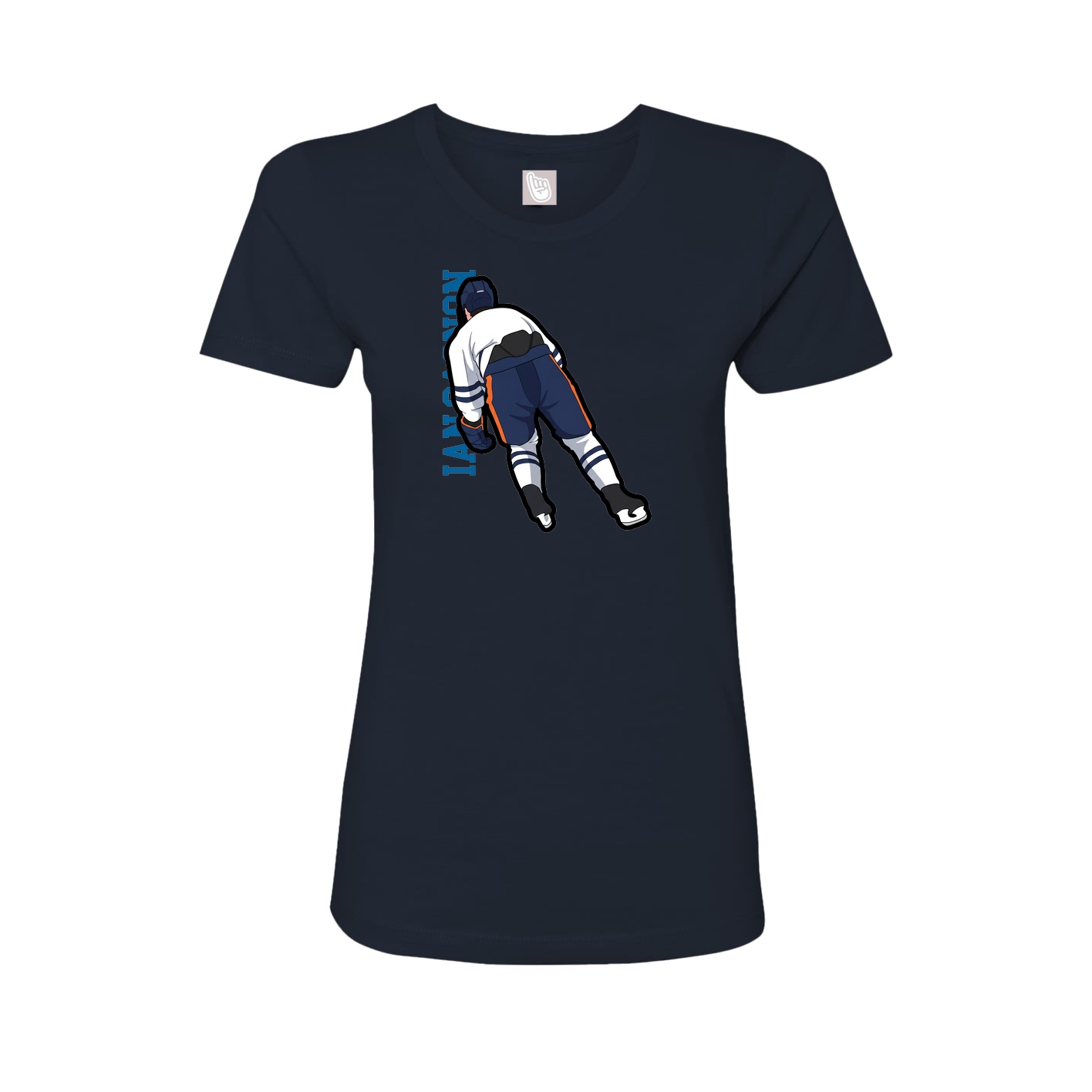 Fitted Women's Tee — Name Vertical in Navy