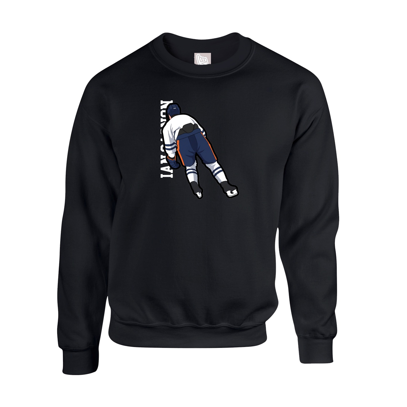 Fleece Crew — Name Vertical in Black