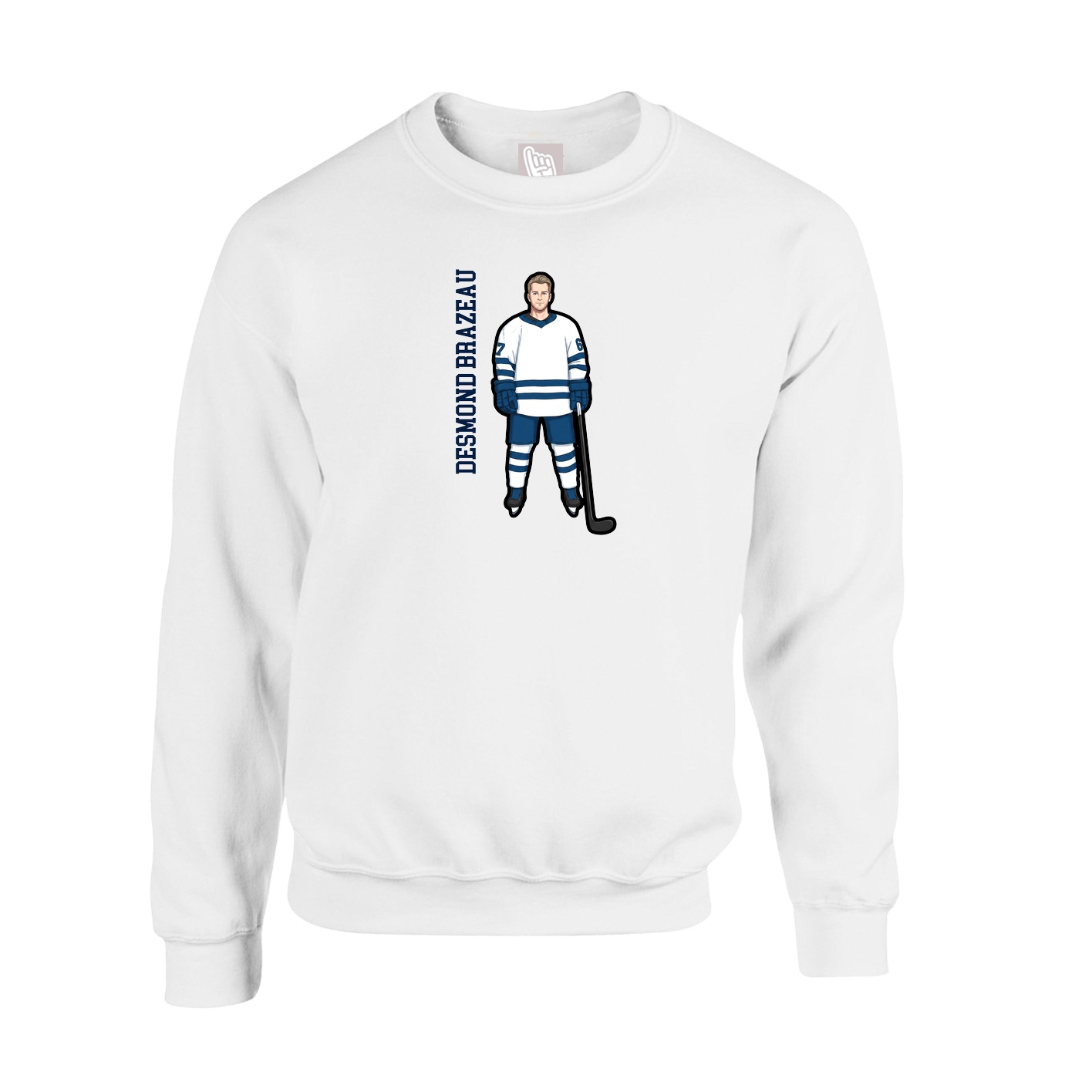 Fleece Crew — Name Vertical in White