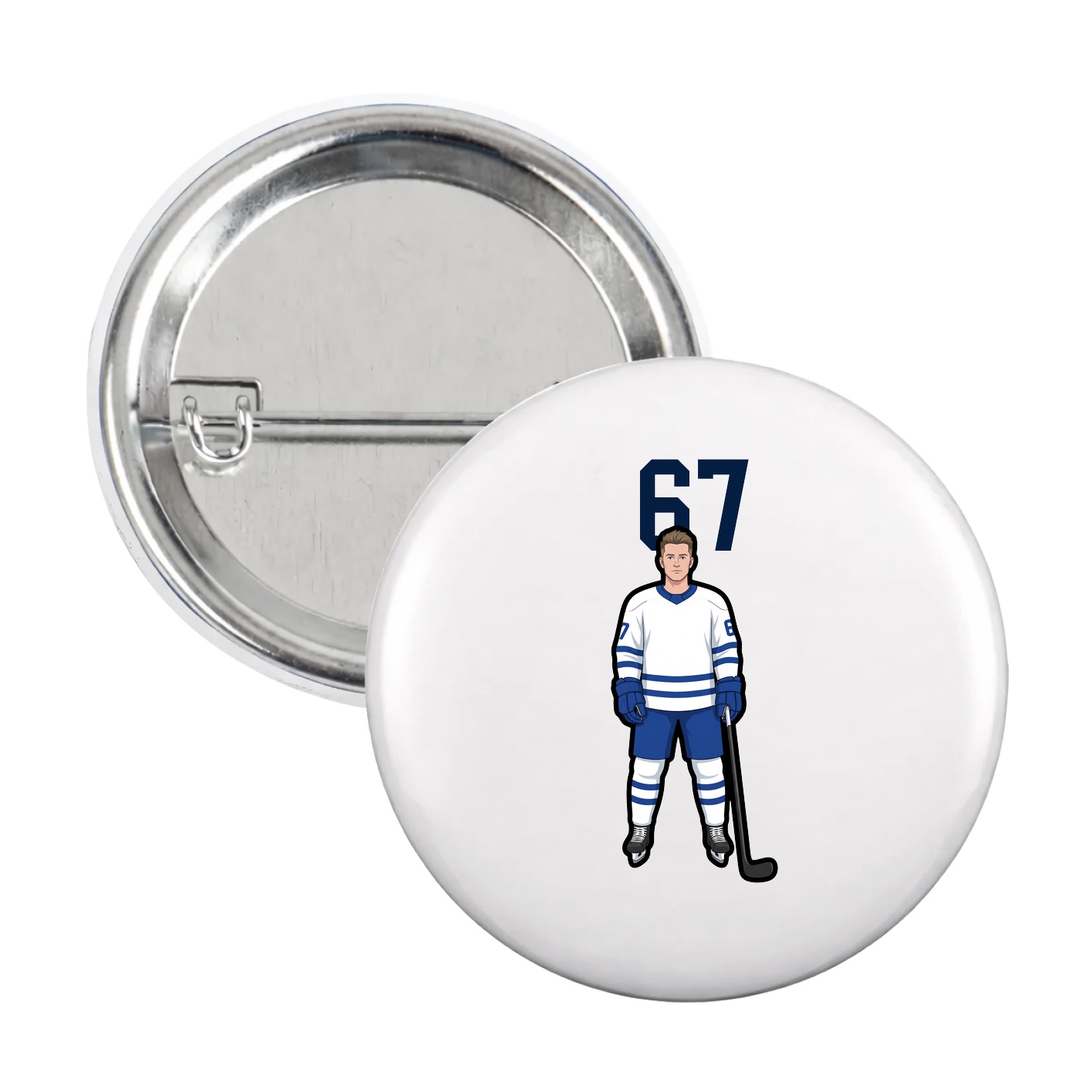 Game Day Button — Number Top in White