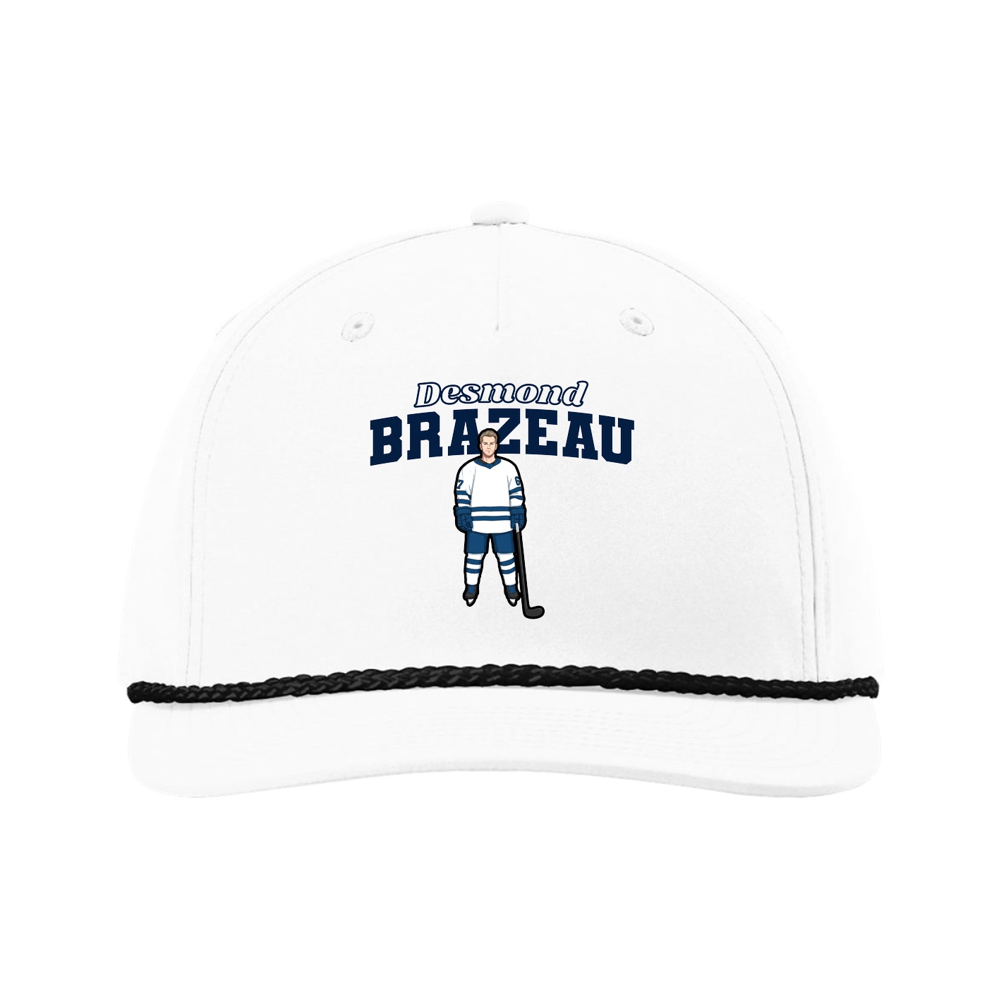 Five-Panel Classic Rope Cap — Name Arch in White