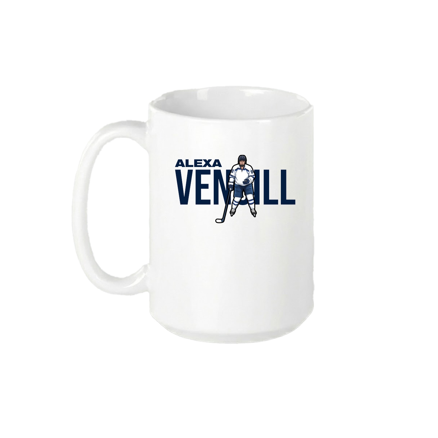 15oz Coffee Mug — Player Name in White