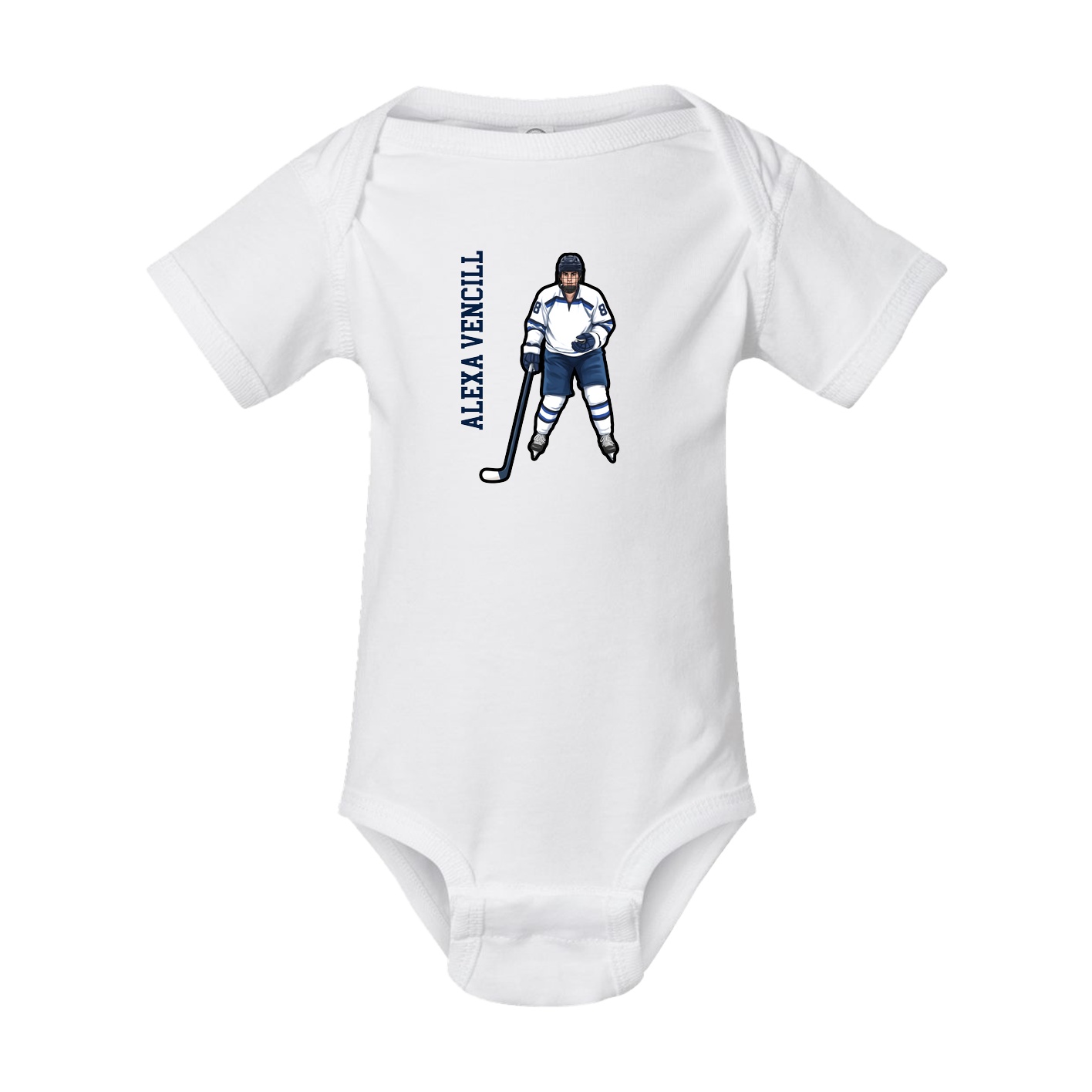 Baby Onesie — Name Vertical in White