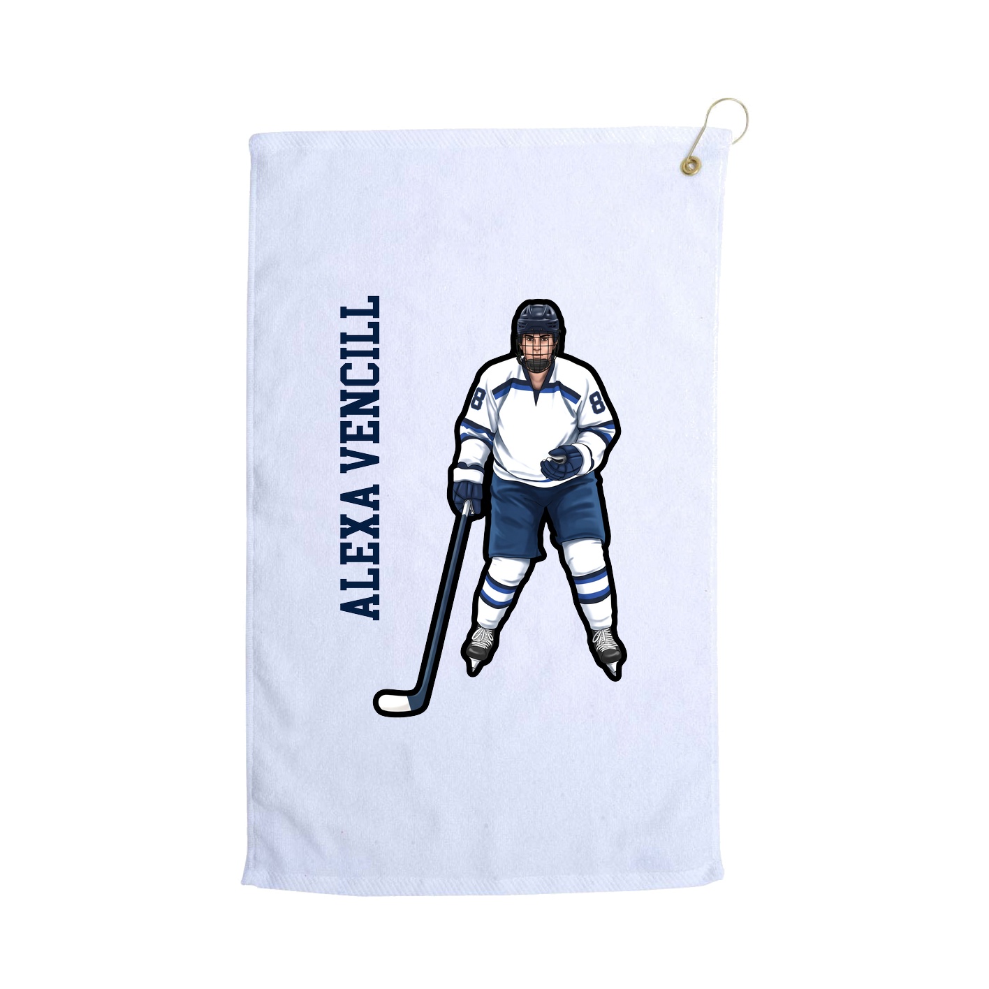 Golf Towel — Name Vertical in White