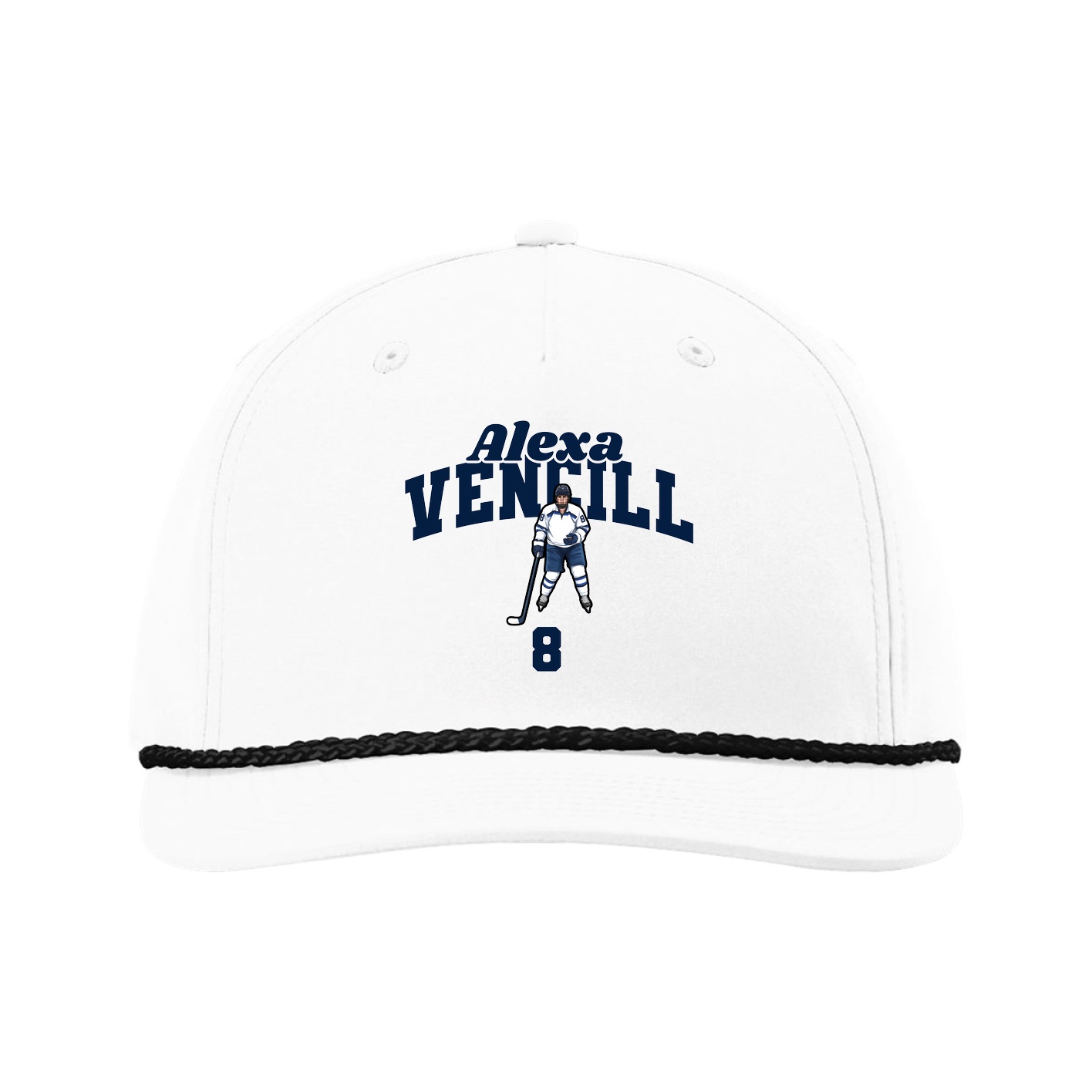 Five-Panel Classic Rope Cap — Signature Arch in White