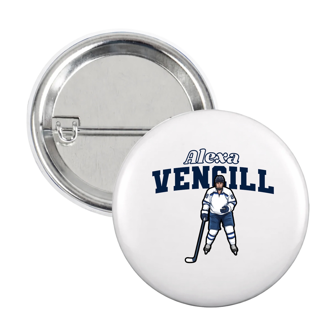 Game Day Button — Name Arch in White