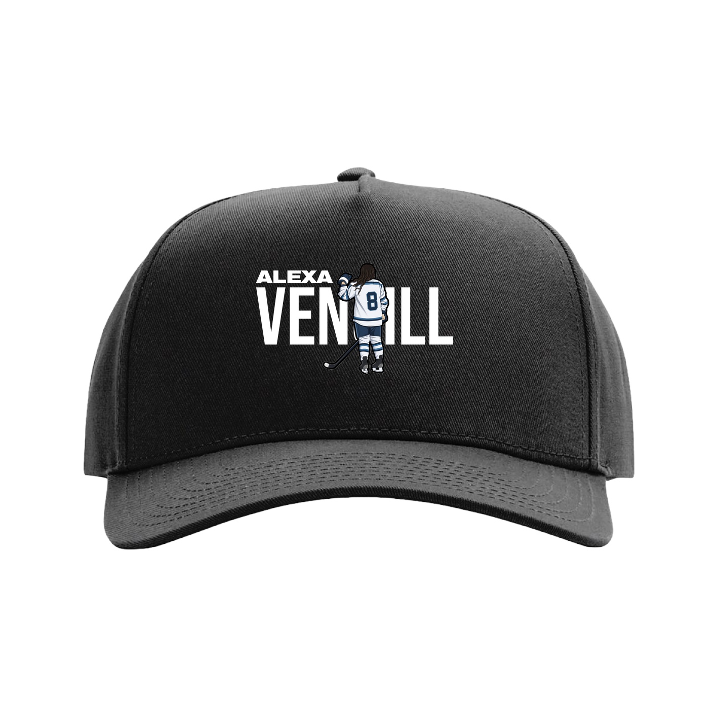 Full Fabric Five-Panel Champ Cap — Player Name in Black