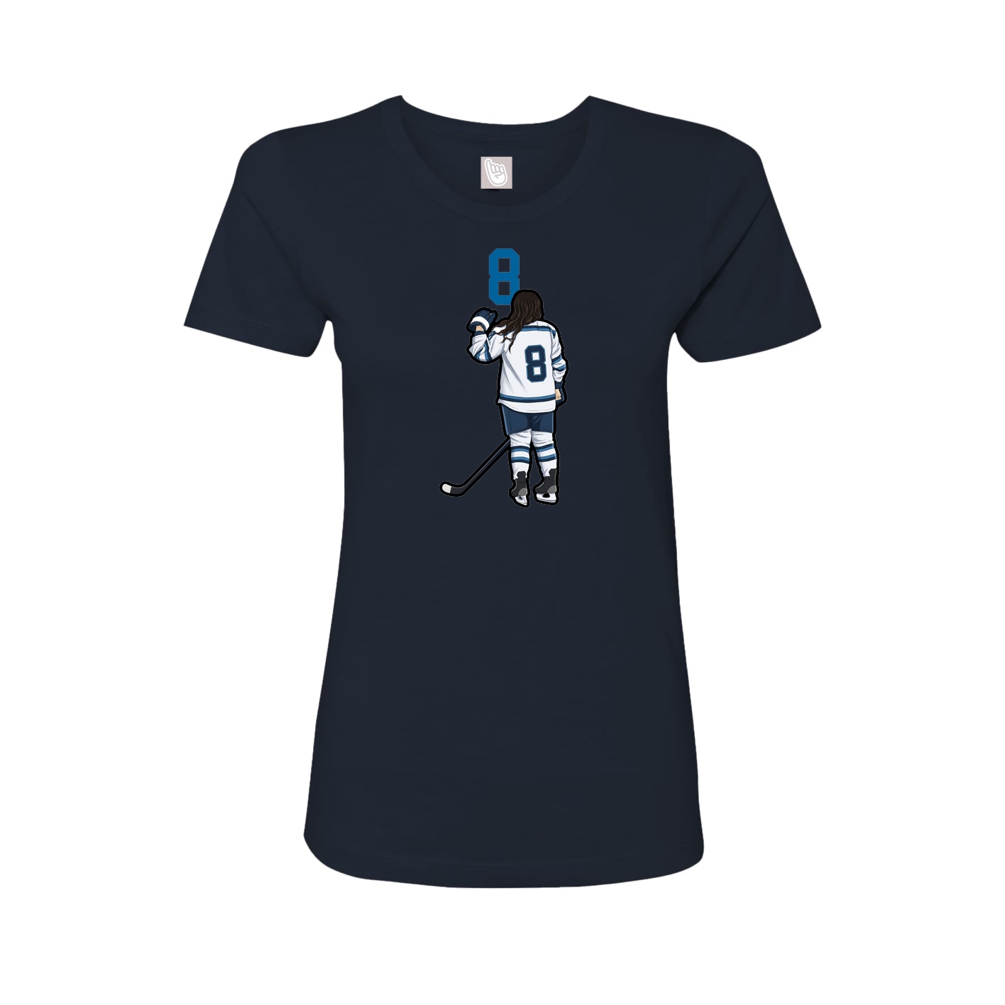 Fitted Women's Tee — Number Top in Navy