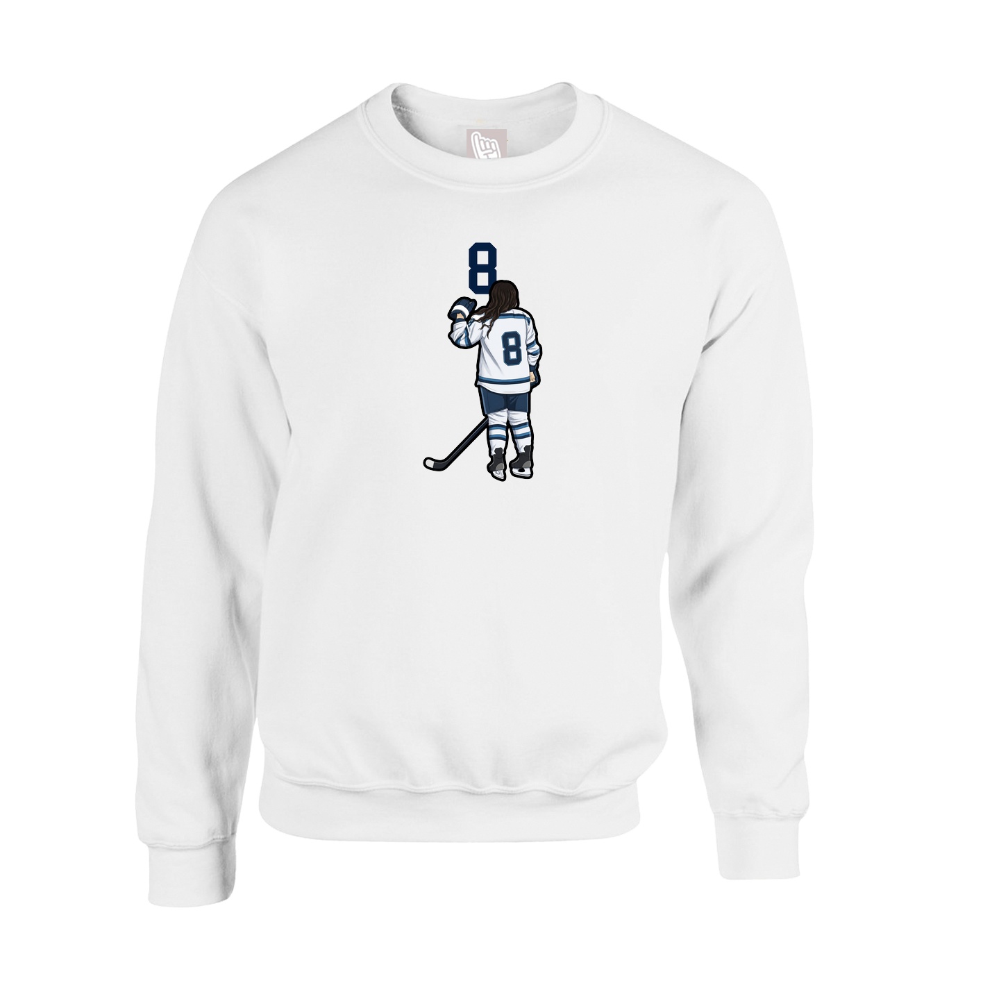Fleece Crew — Number Top in White