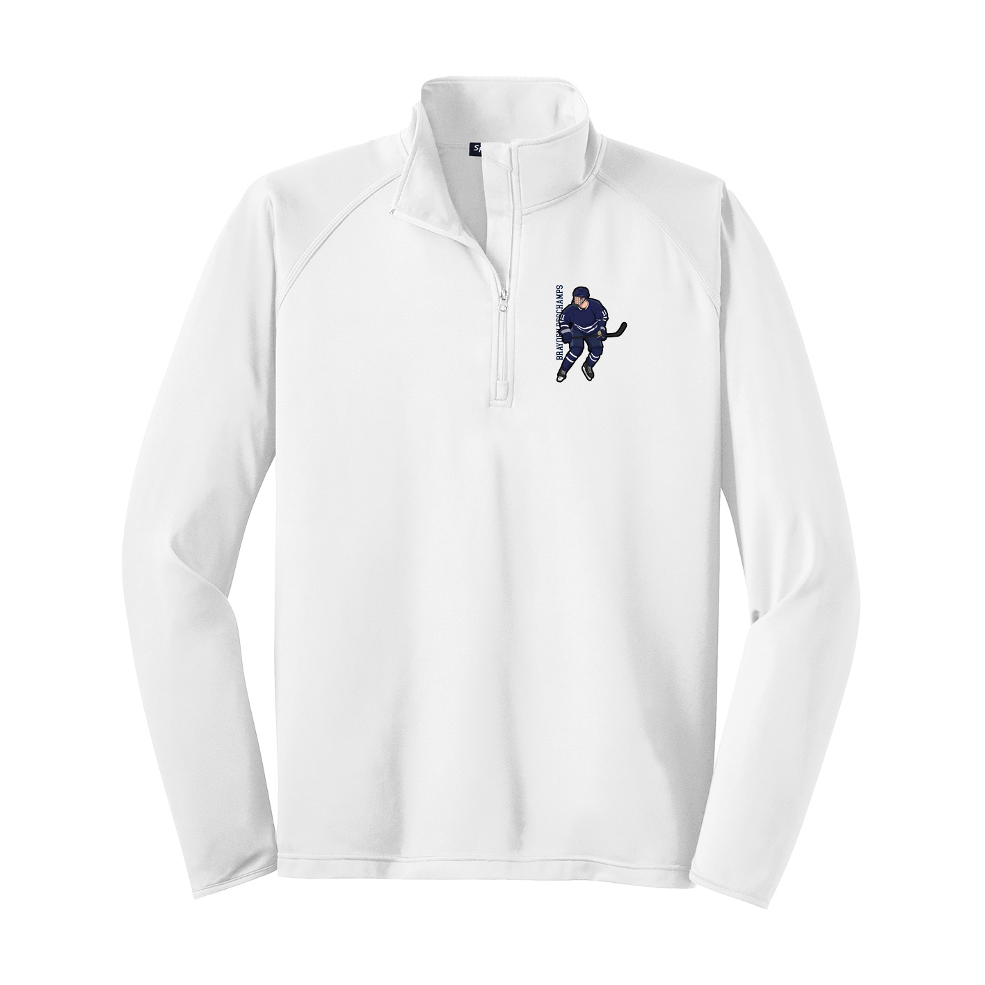 Q-Zip Pullover — Name Vertical in White