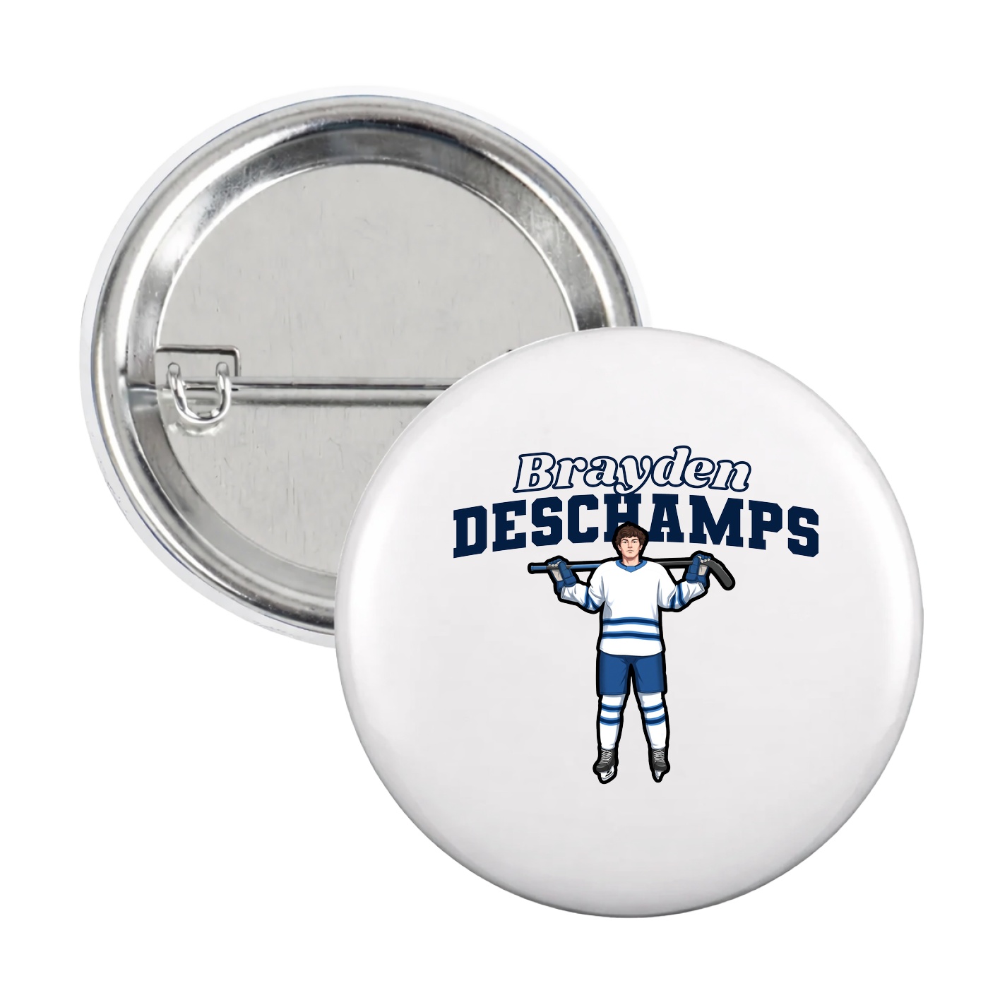 Game Day Button — Name Arch in White