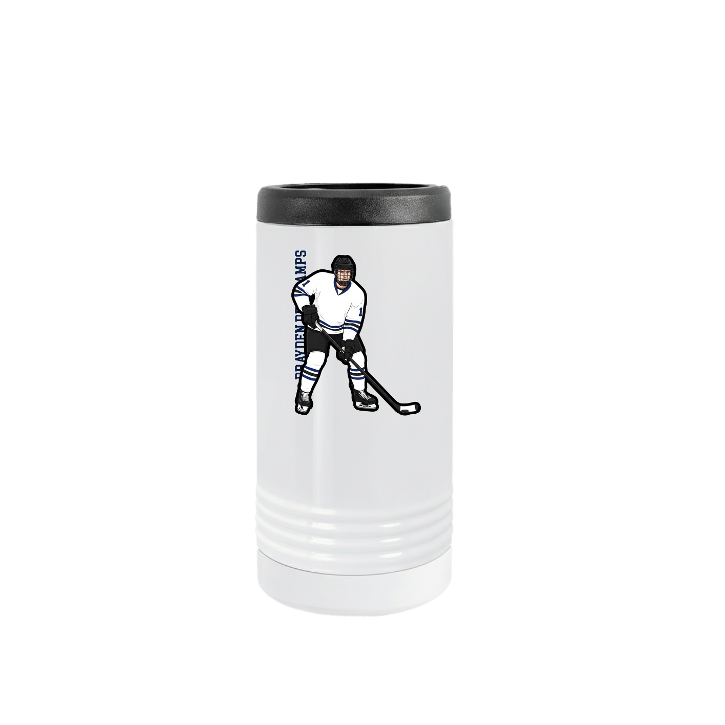 Slim Beverage Holder — Name Vertical in White