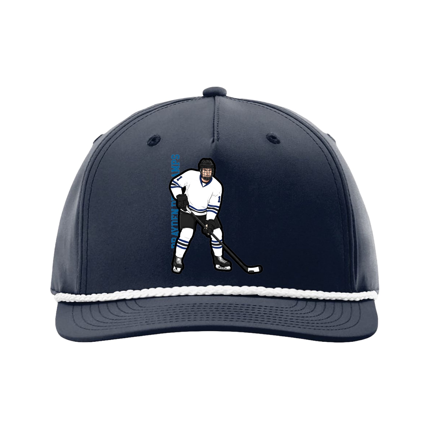 Five-Panel Classic Rope Cap — Name Vertical in Navy